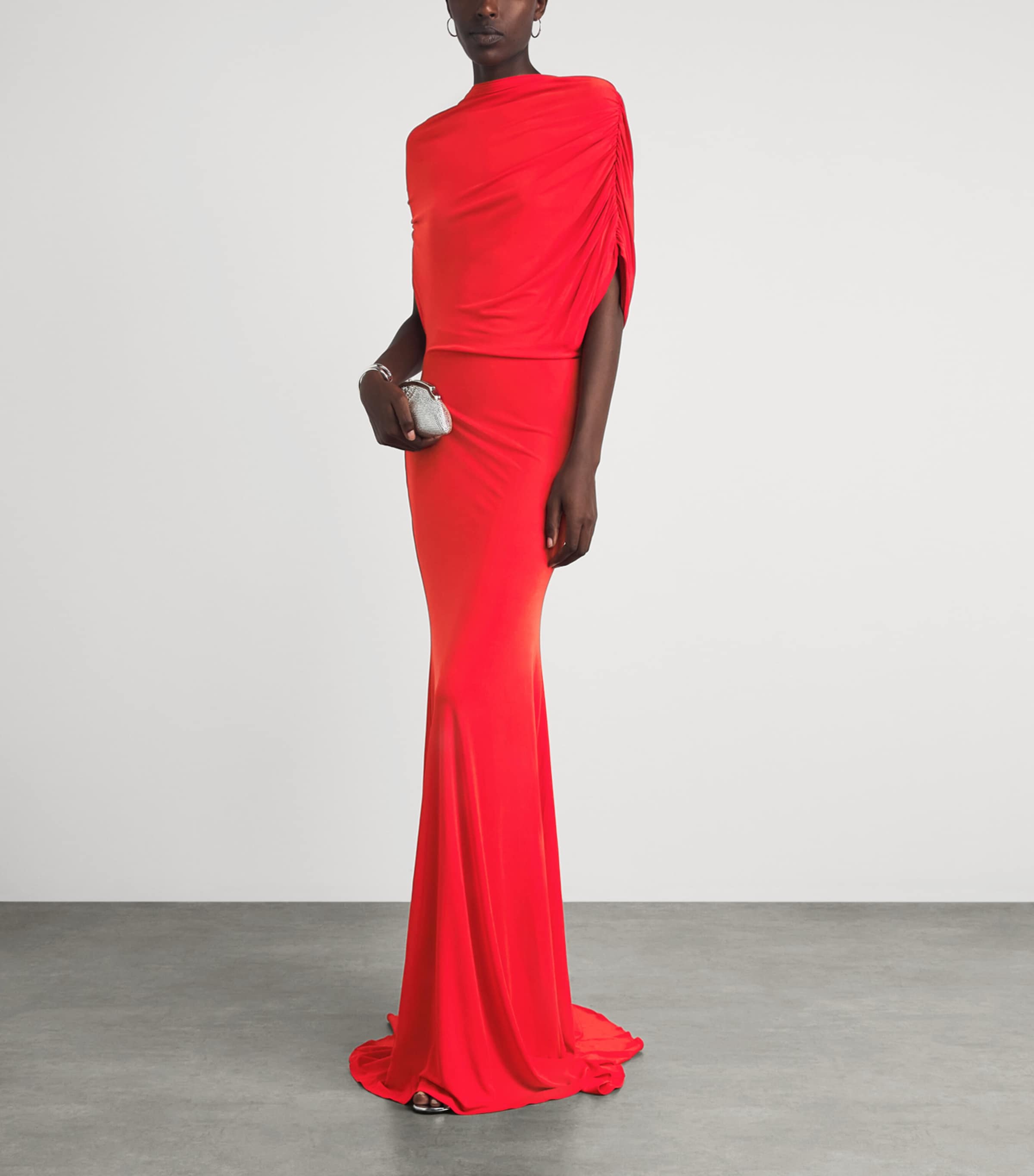 Alex Perry Womens Jersey Draped Gown Scarlet Image 4