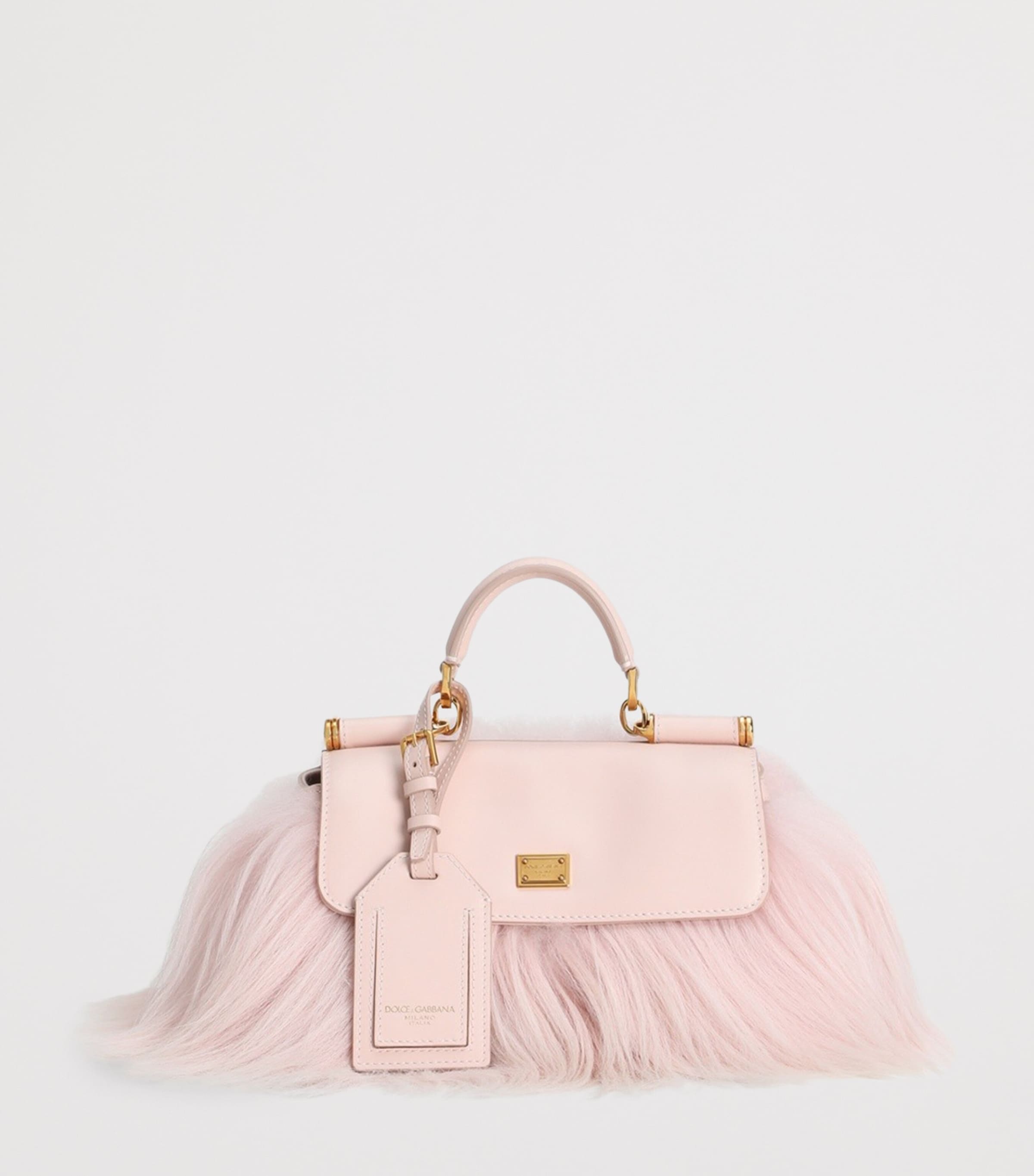 Dolce&Gabbana Mini Goat Fur-Calfskin My Sicily Top-Handle Bag Cipria/po Image 6