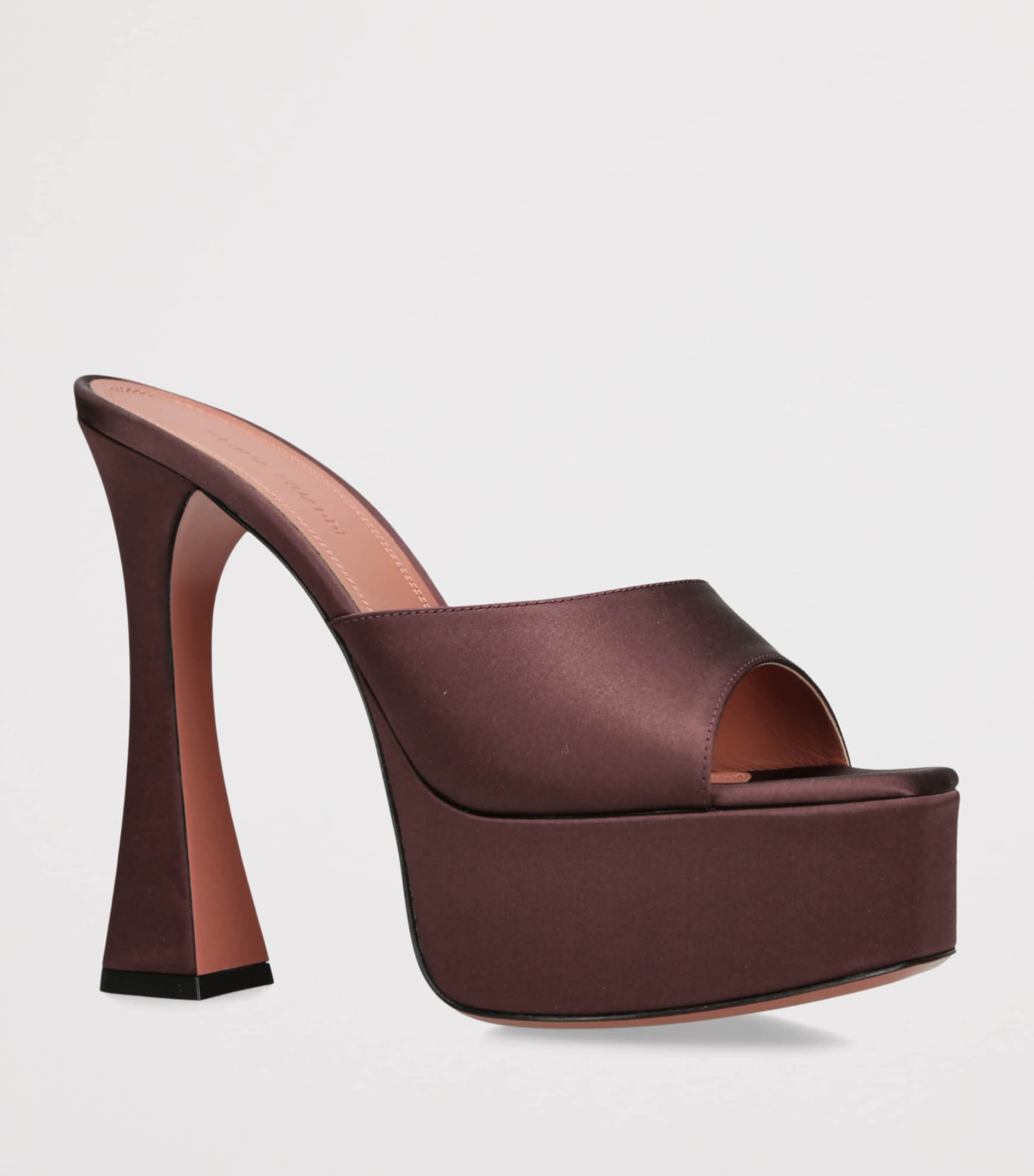 Amina Muaddi Satin Dalida Mules 140 Dark Brown Image 2