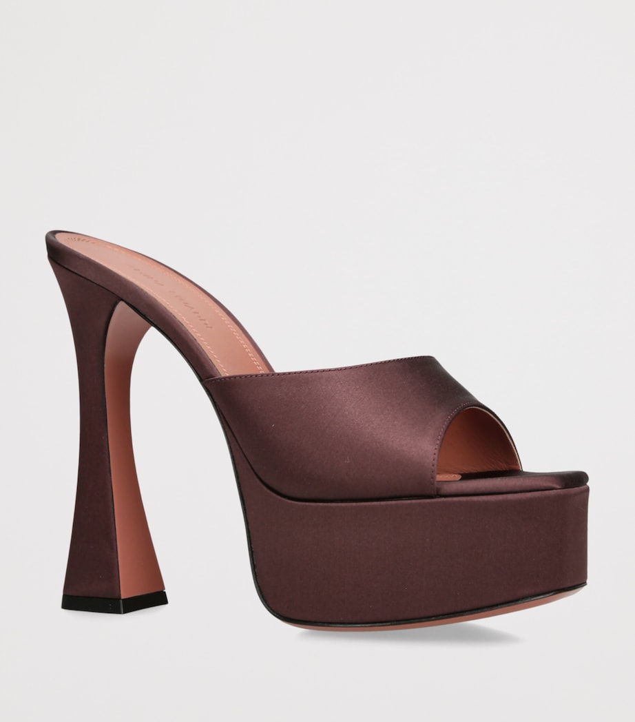 Amina Muaddi Satin Dalida Mules 140 Dark Brown Image 2