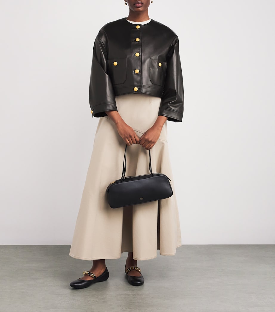 Cropped Nessy Leather Jacket BLACK Image 2