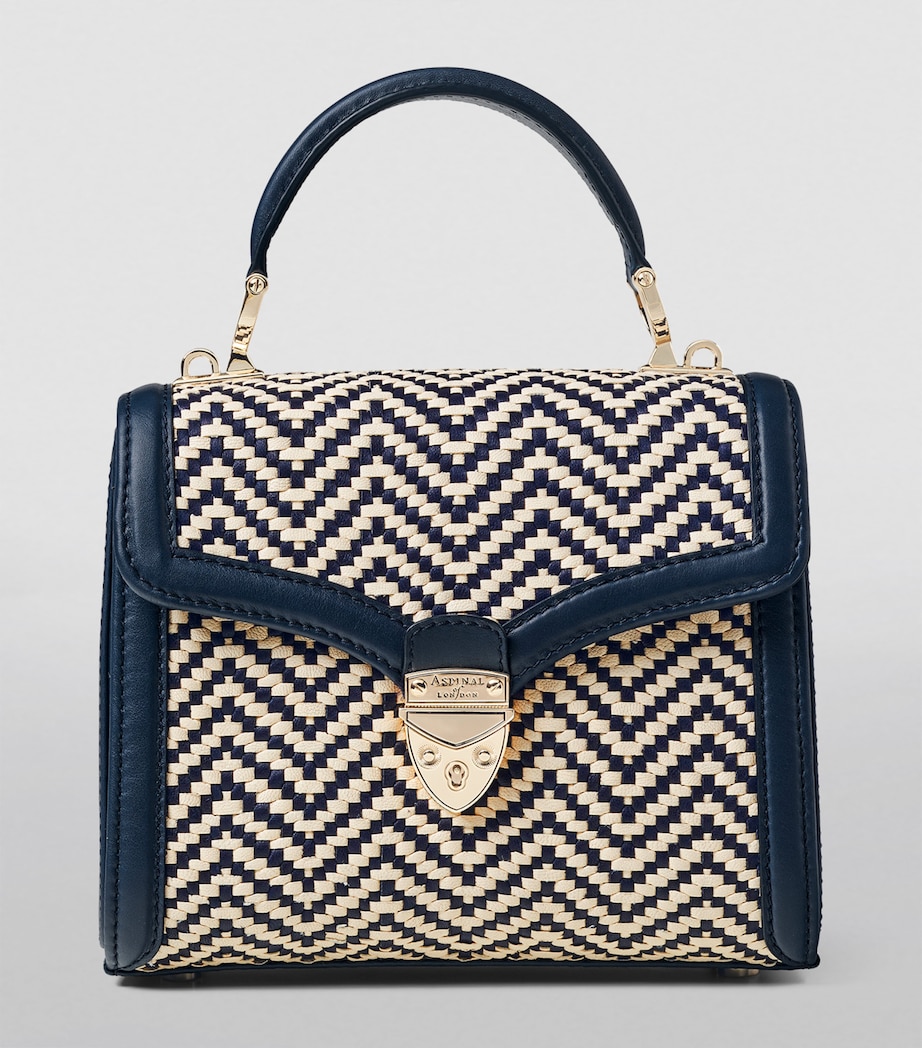 Aspinal Of London Midi Woven Mayfair Top-Handle Bag Navy Image 2