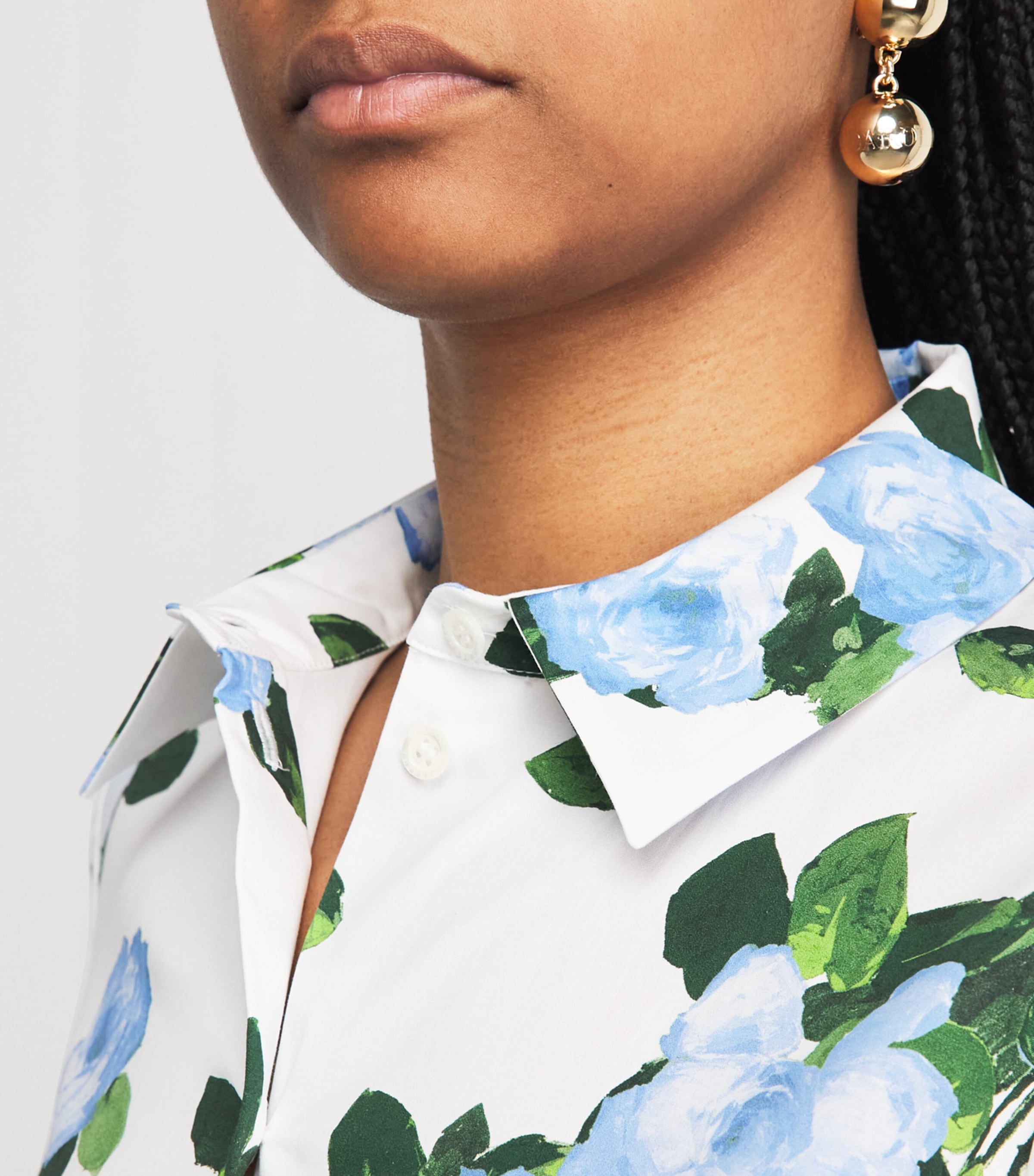 Carolina Herrera Womens Rose Print Midi Shirt Dress White Multi Image 5