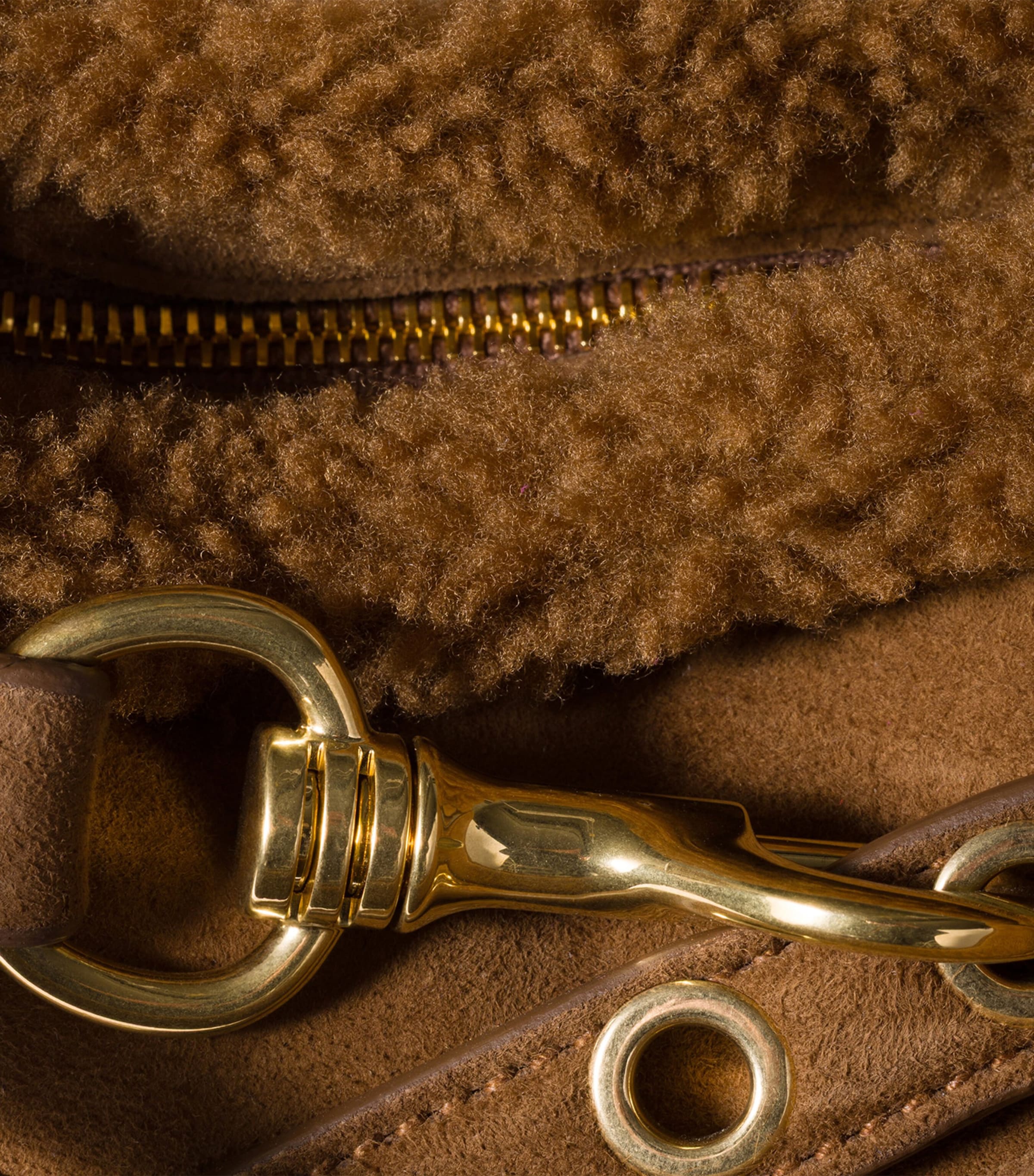 Miu Miu Womens Suede-Shearling Aventure Shoulder Bag Image 5