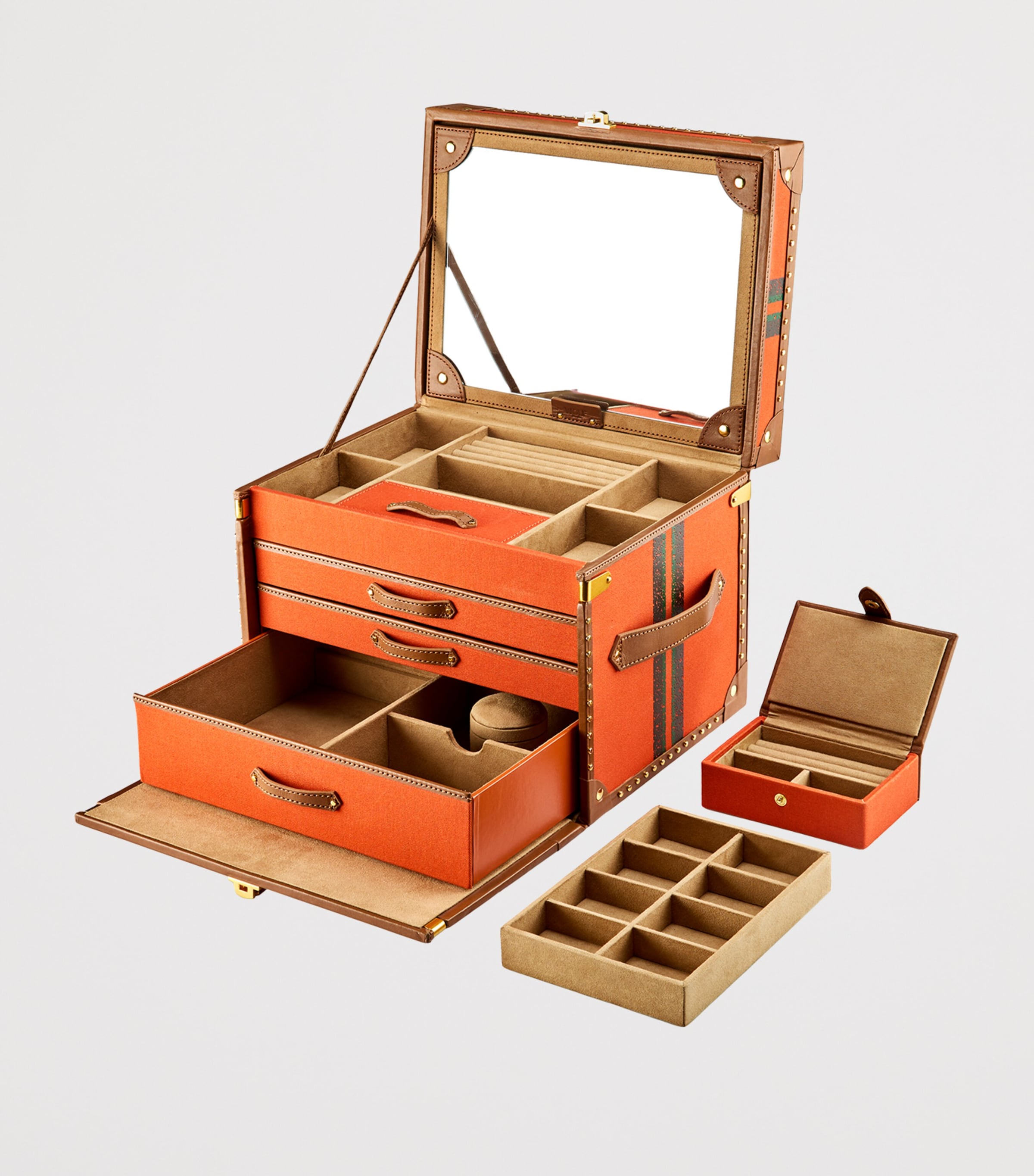 WOLF Canvas Ida Trunk Jewellery Box Orange Image 6