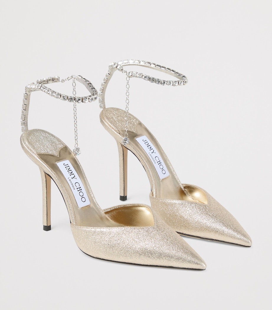 Jimmy Choo Saeda 100 Satin Pumps Platinum/crystal Image 2