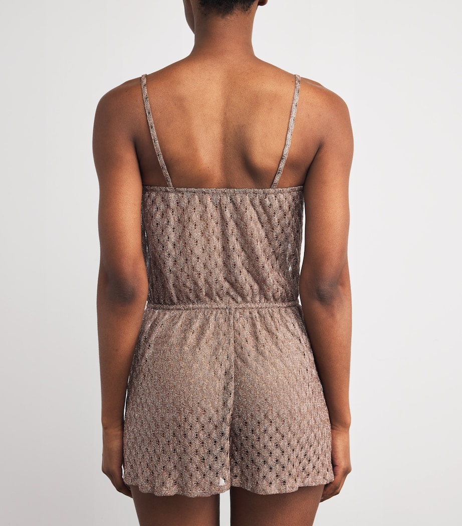 Metallic-Trim Playsuit S80EE BROWN Image 4