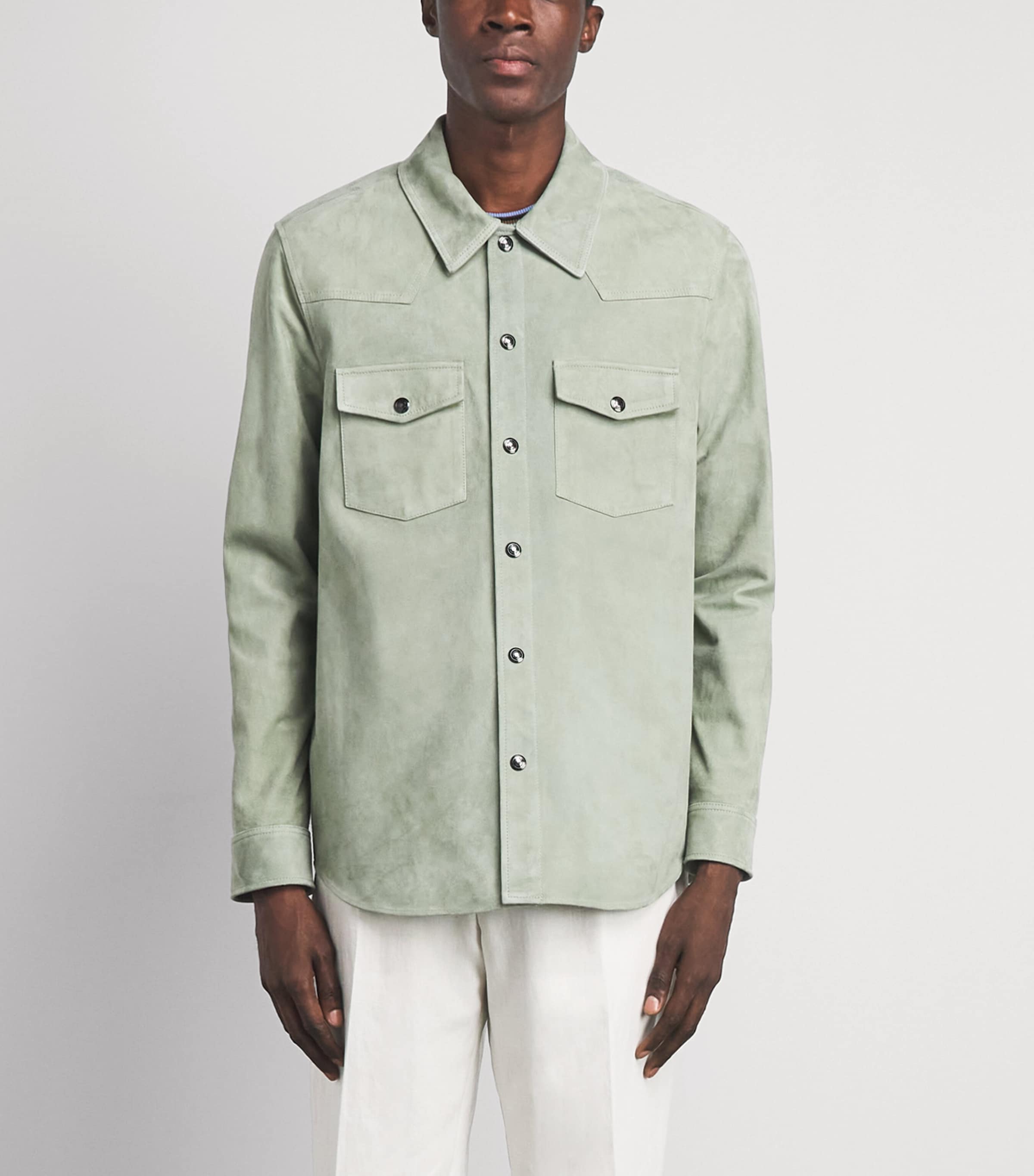 Paul Smith Mens Suede Slim Overshirt Green Image 4
