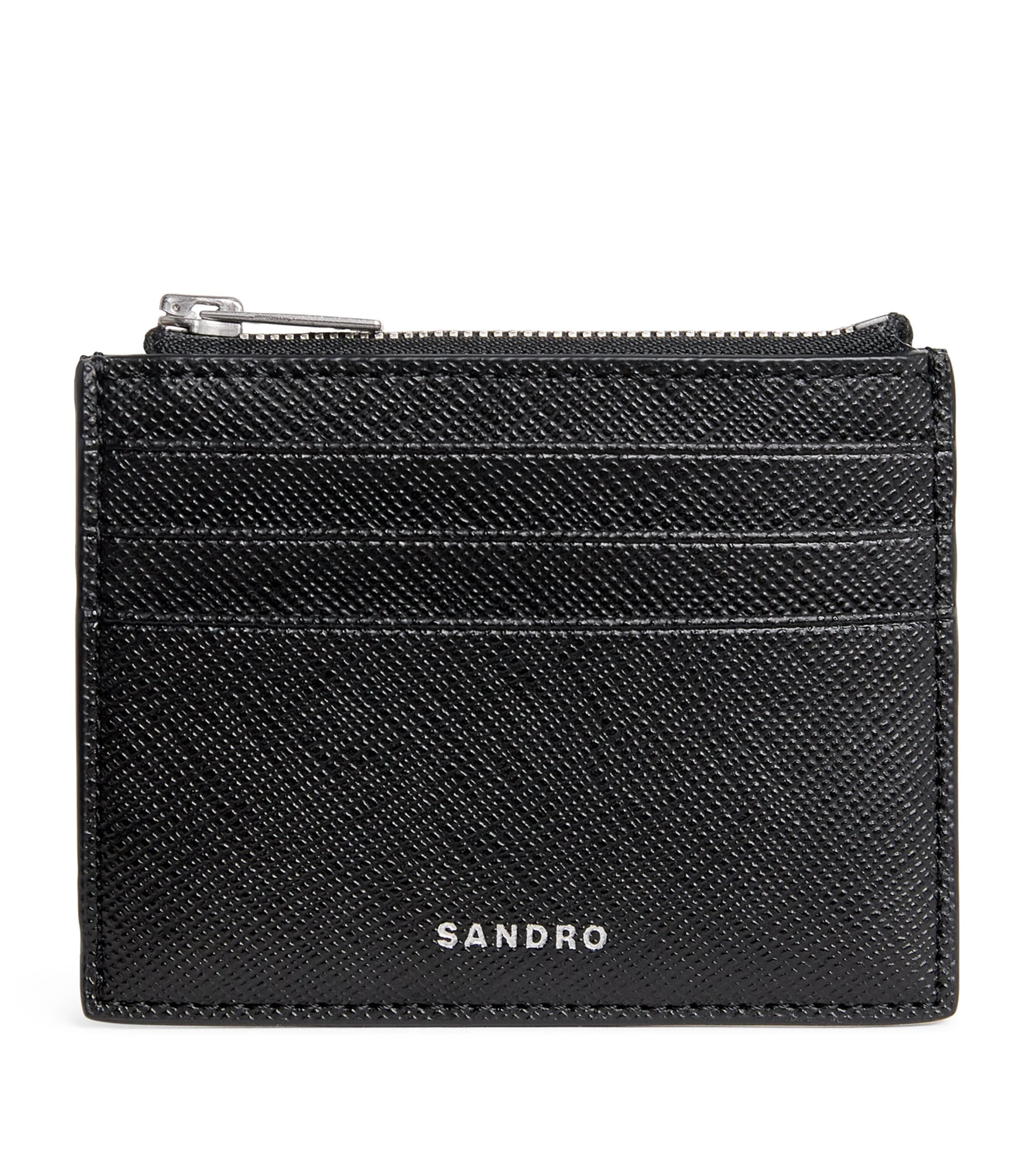 Sandro Paris Reconstituted Leather Card Holder Black Image 1