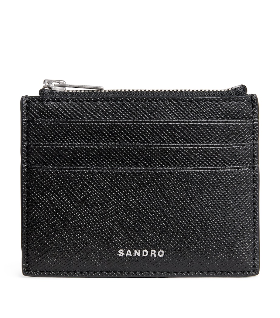Sandro Paris Reconstituted Leather Card Holder Black Image 1