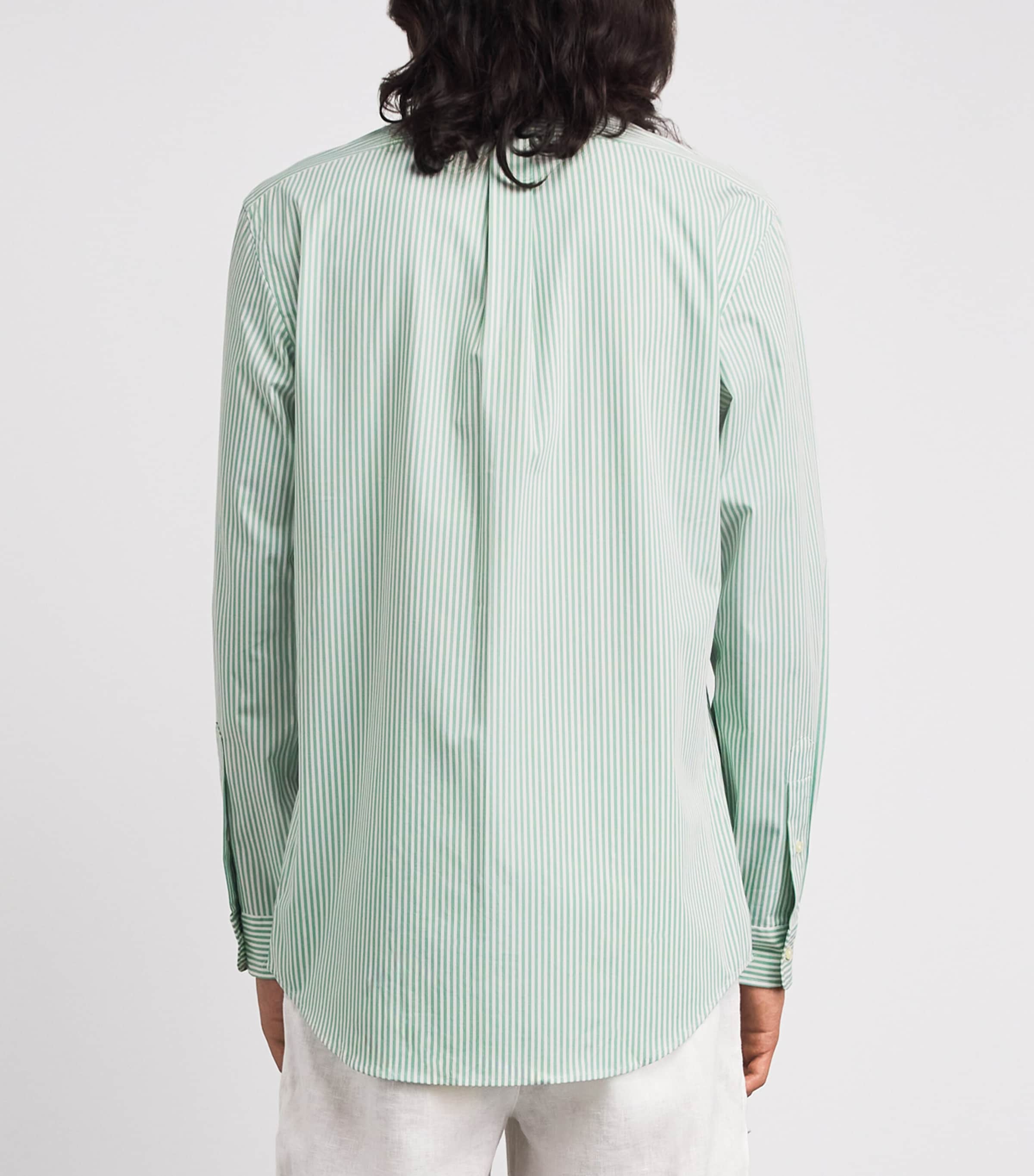 Polo Ralph Lauren Mens Stretch-Cotton Poplin Stripe Shirt Faded Mnt Wht Image 5