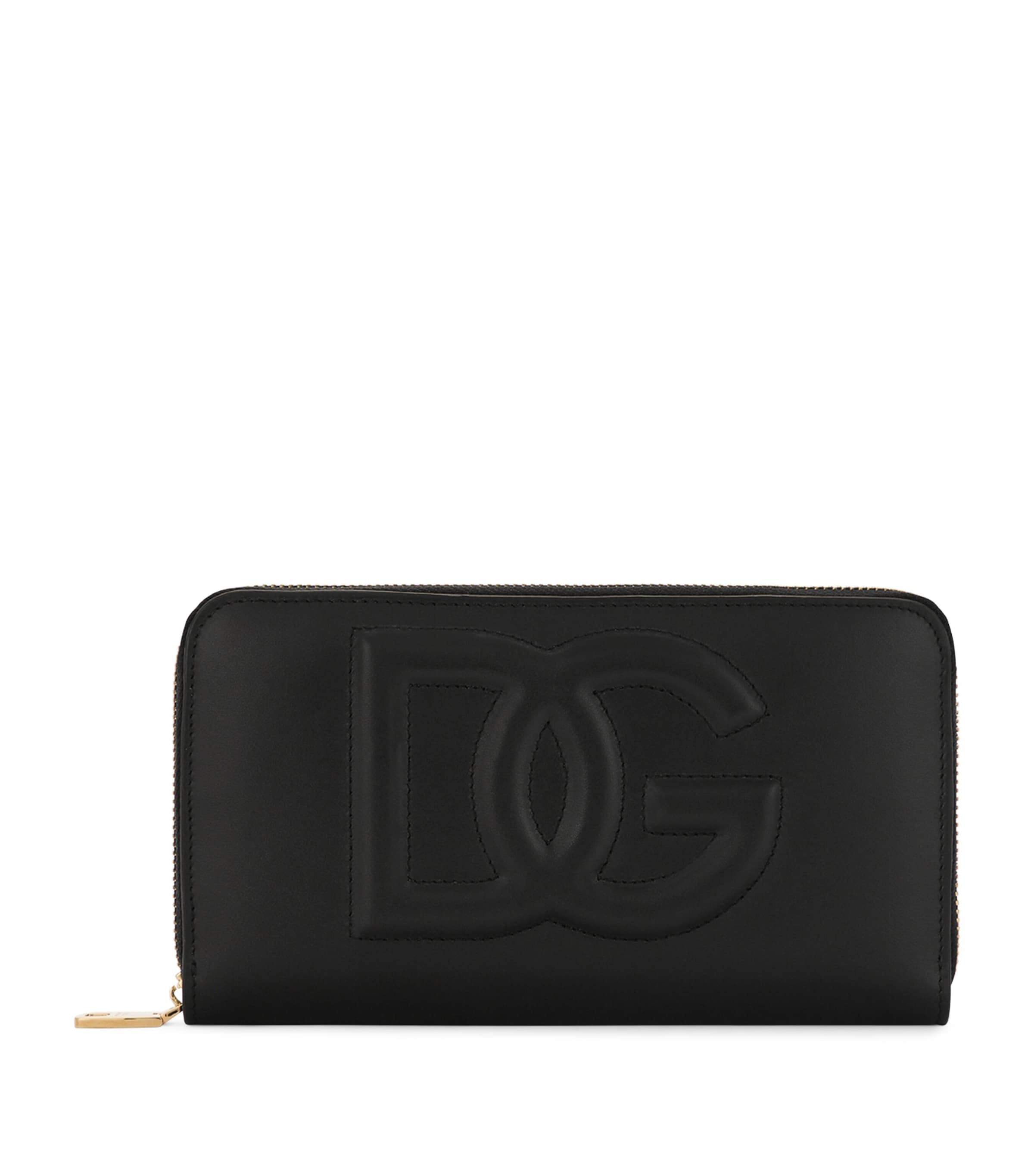 Dolce & Gabbana Calfskin Zip-around Wallet With Dg Logo