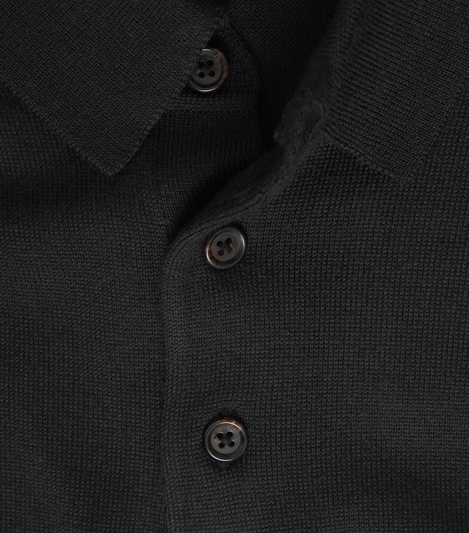 Polo Ralph Lauren Mens Wool Polo Pony Long-Sleeve Polo Shirt Polo Black Image 6