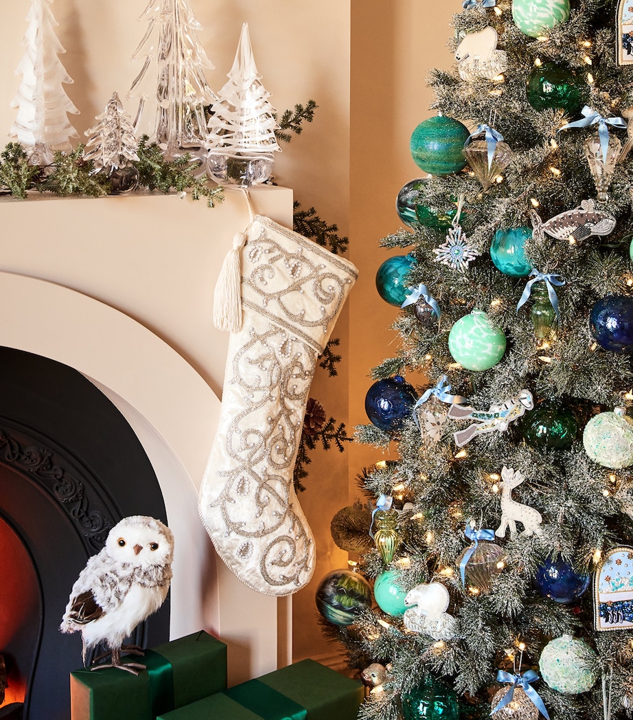 Embellished Stocking Tree Decoration SILVER Image 3