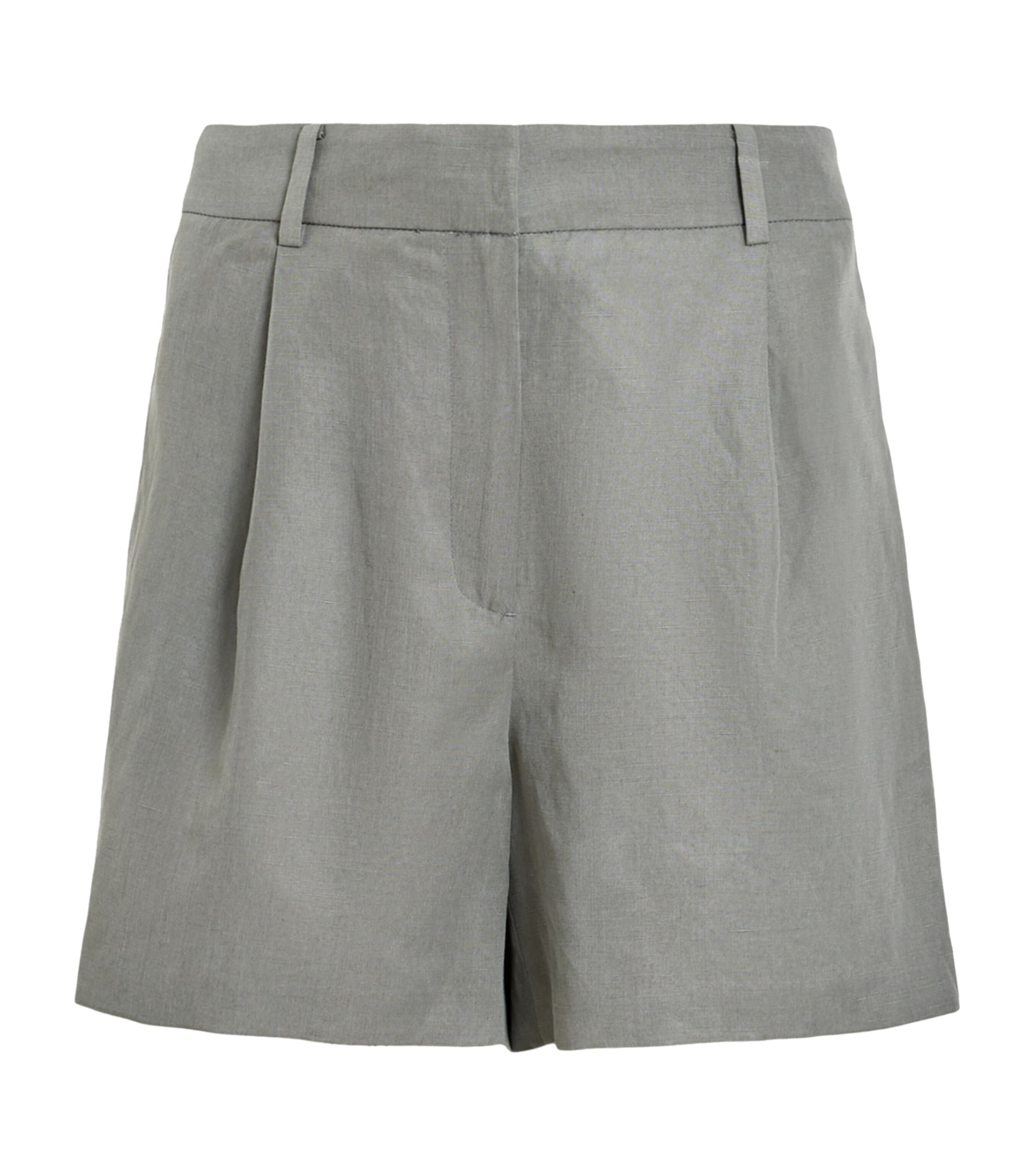 Allsaints Averie Tencel Relaxed Fit Linen Blend Shorts In Grey