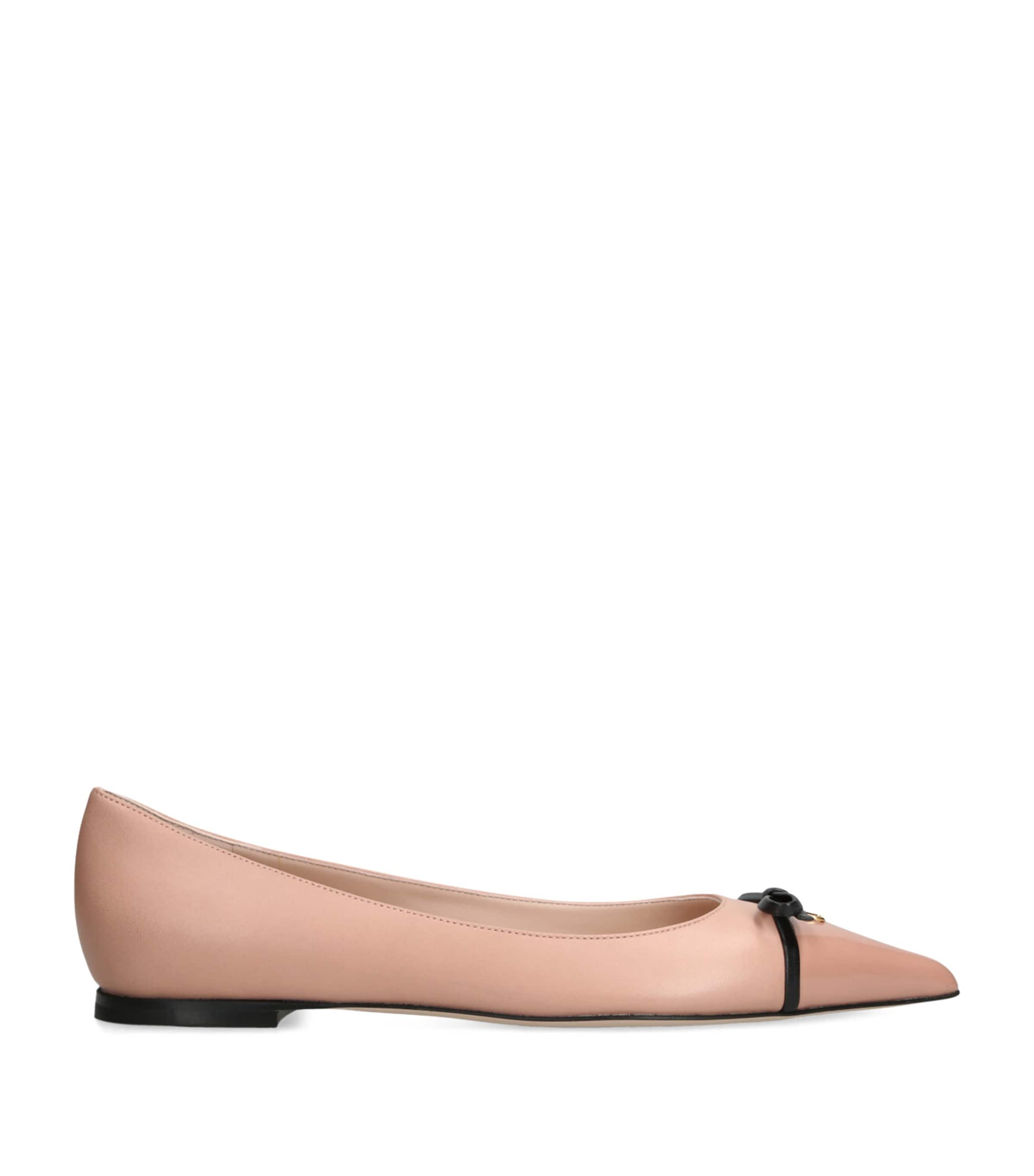 Valentino Leather Benpointy Ballet Flats In Neutral