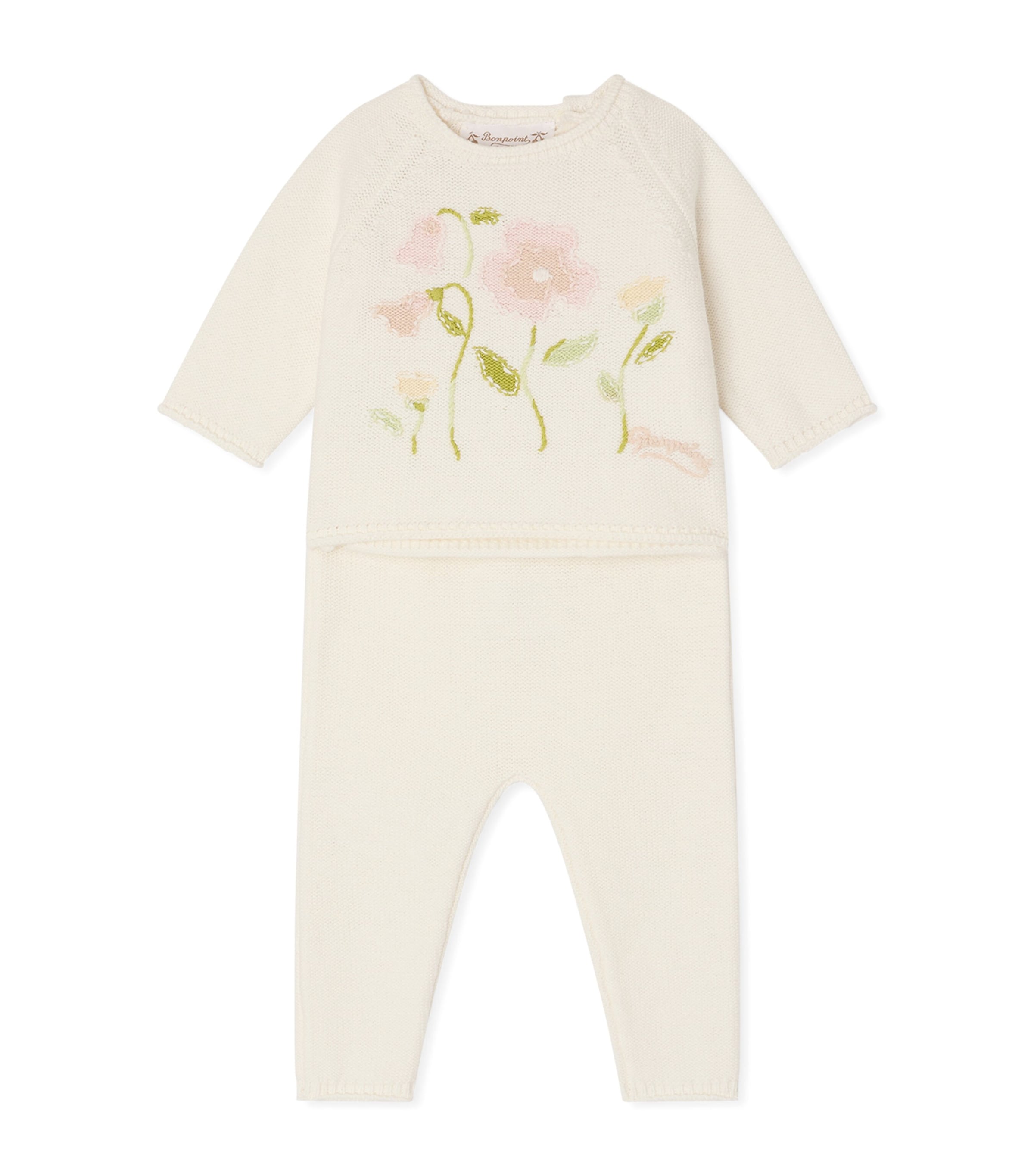 Bonpoint Cotton-Cashmere Loani Sweater and Trousers Set (1-18 Months) Rose Image 1