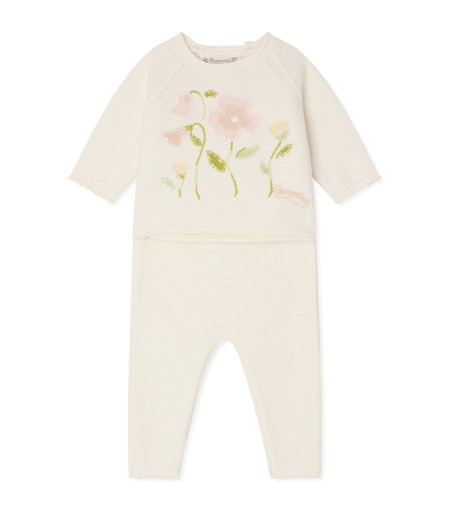 Bonpoint Cotton-Cashmere Loani Sweater and Trousers Set (1-18 Months) Rose Image 1