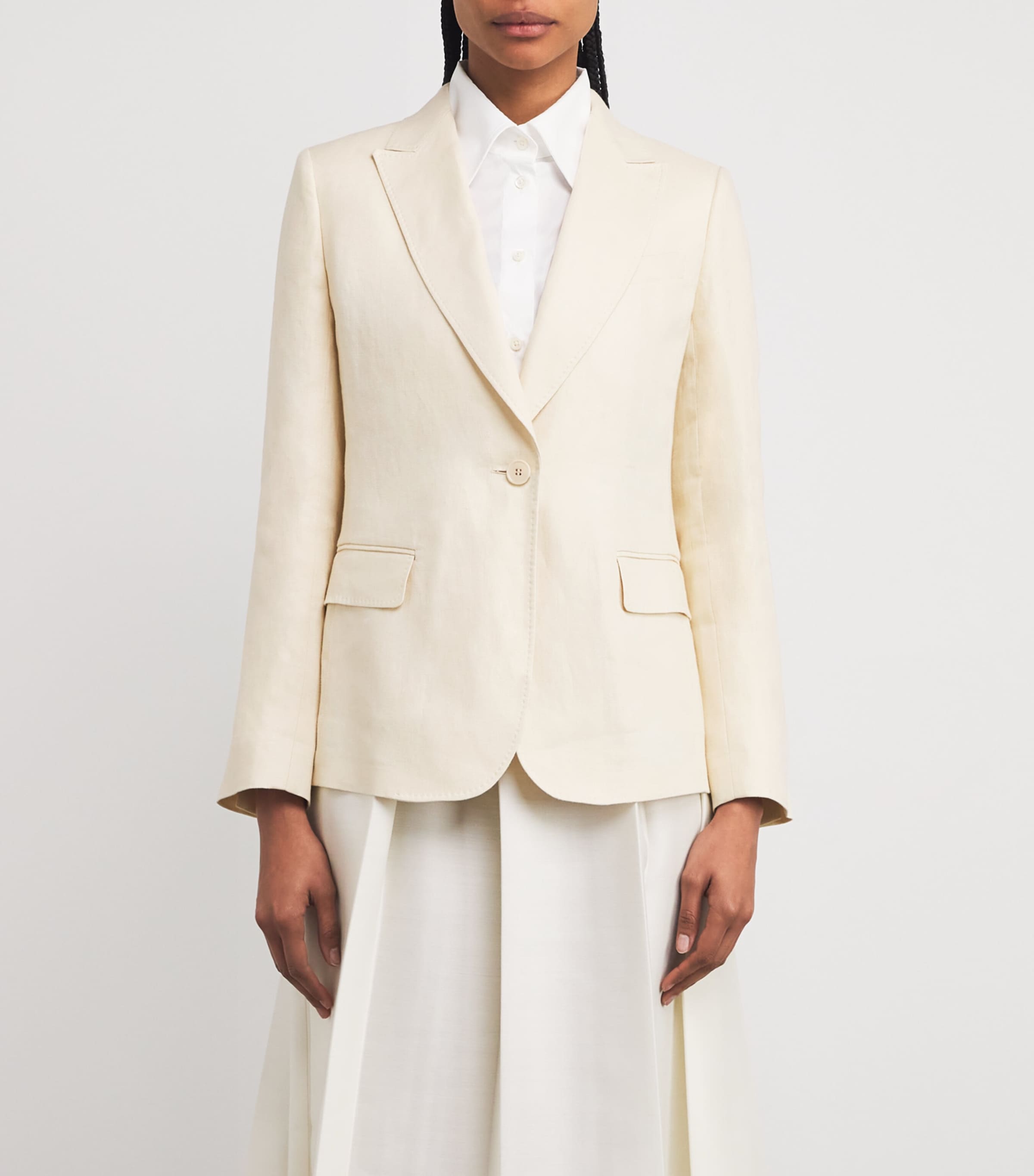 Linen Single-Breasted Blazer IVORY Image 3