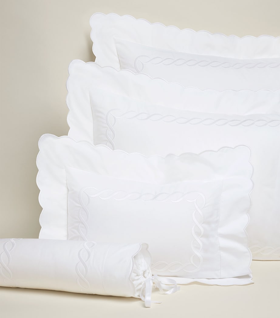 Treccia Square Oxford Pillowcase (65 x 65cm) WHITE/WHITE Image 2