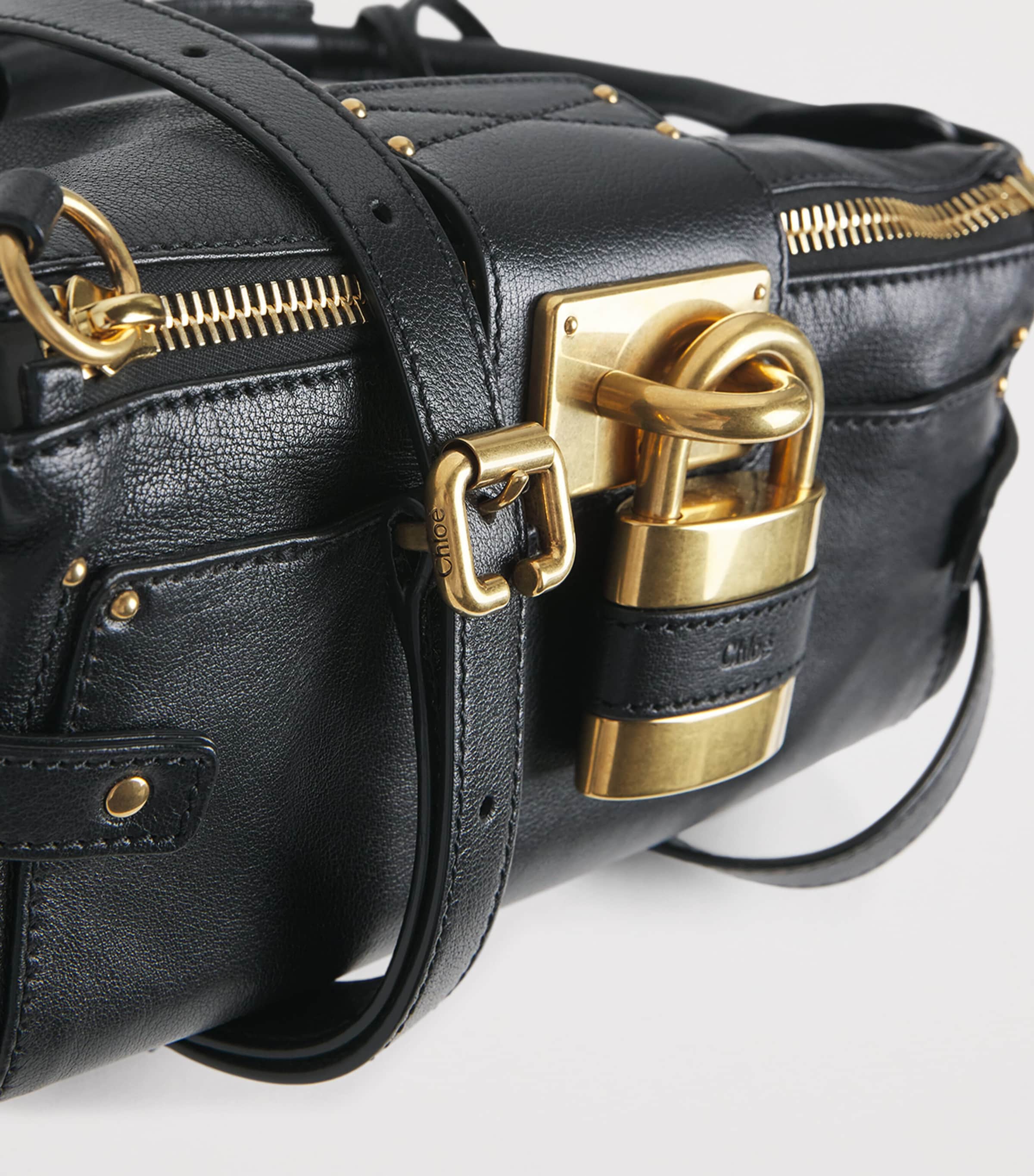 Chloé Small Leather Paddington Top-Handle Bag Black Image 4