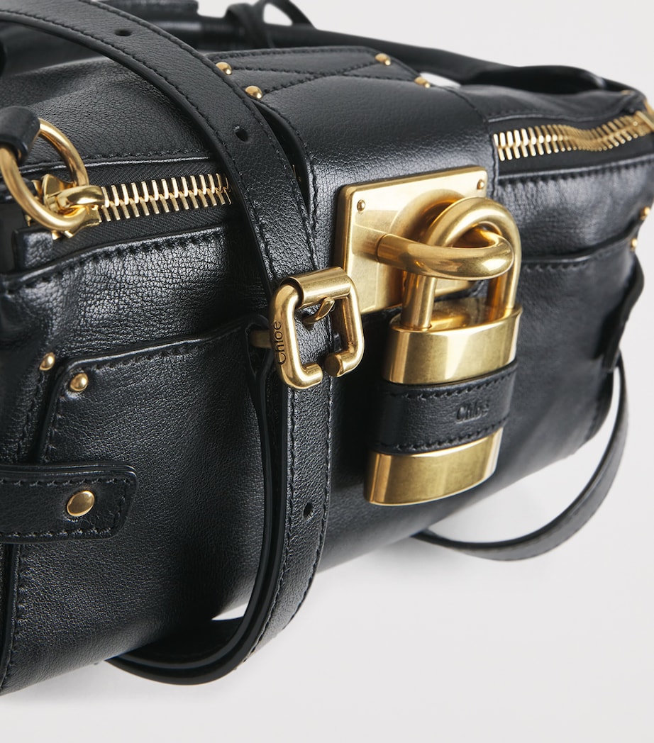 Chloé Small Leather Paddington Top-Handle Bag Black Image 4