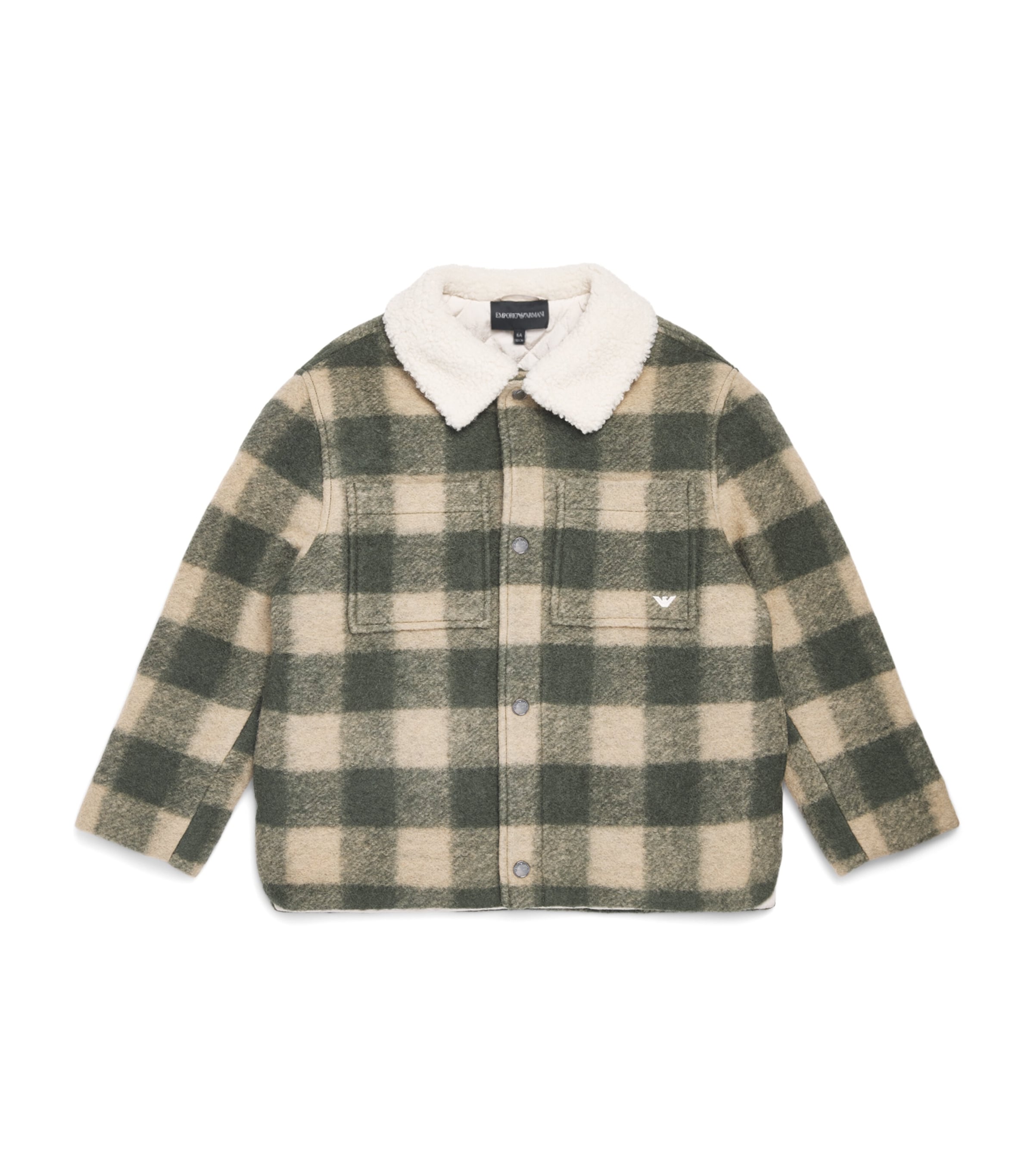 Emporio Armani Kids Virgin Wool-Blend Check Jacket (5-16 Years) Cl Ivy/irish Crm Image 1