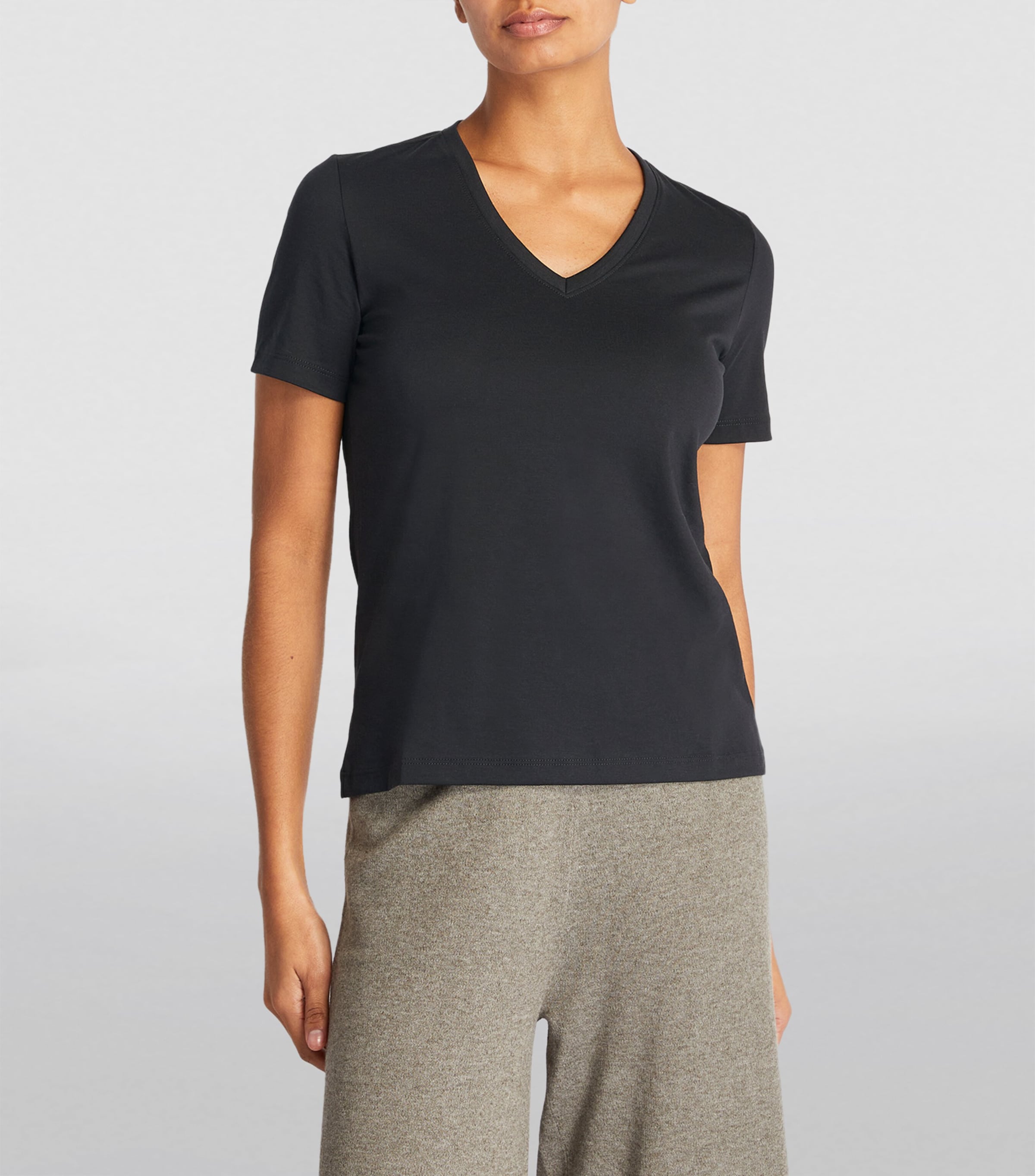 Falke Womens V-Neck T-Shirt Black Image 3