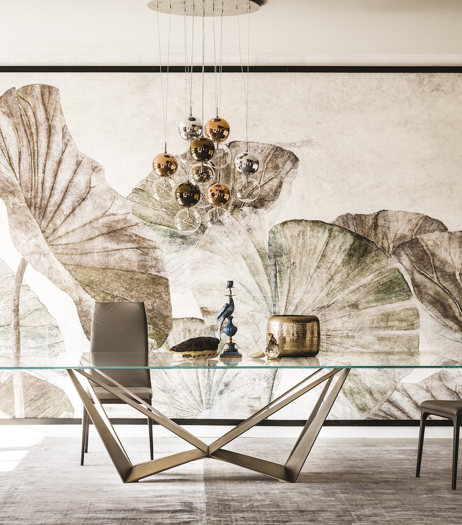 Steel and Glass Skorpio Dining Table BRUSHED BRONZE Image 4