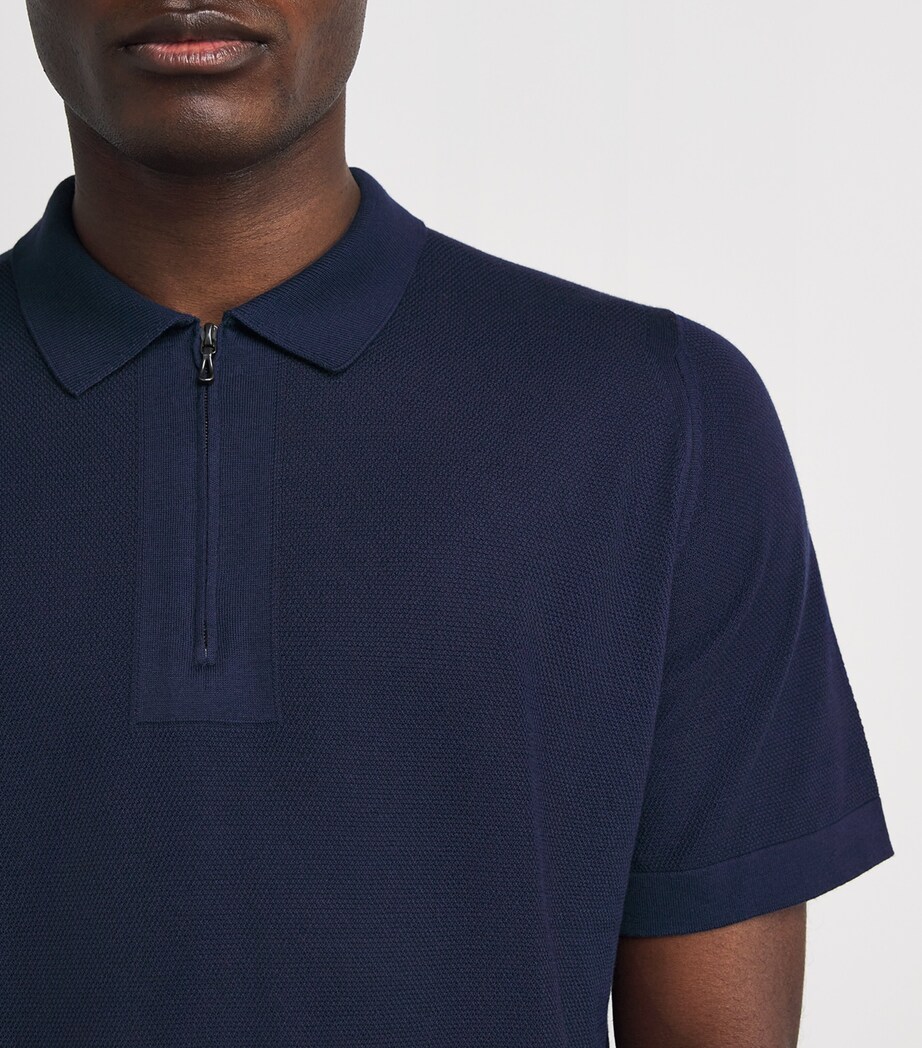 Sea Island Cotton Piqué Roth Polo Shirt FRENCH NAVY Image 6