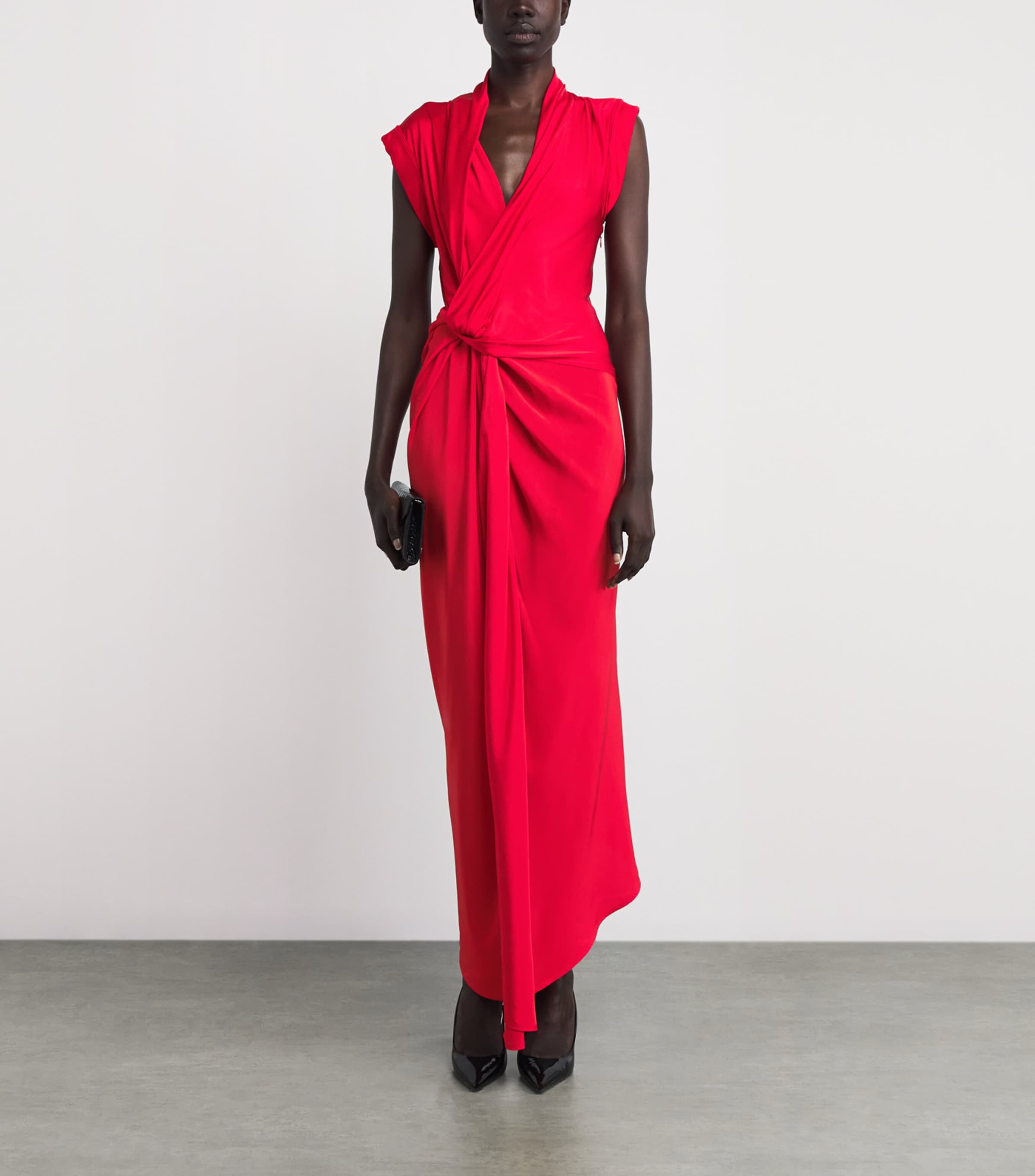 Asymmetric Twist Maxi Dress 9631 CARDINAL RED Image 2