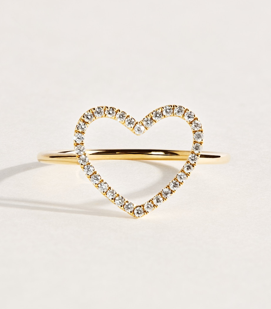 Rosa de la Cruz Yellow Gold and Diamond Love Heart Ring | Harrods US