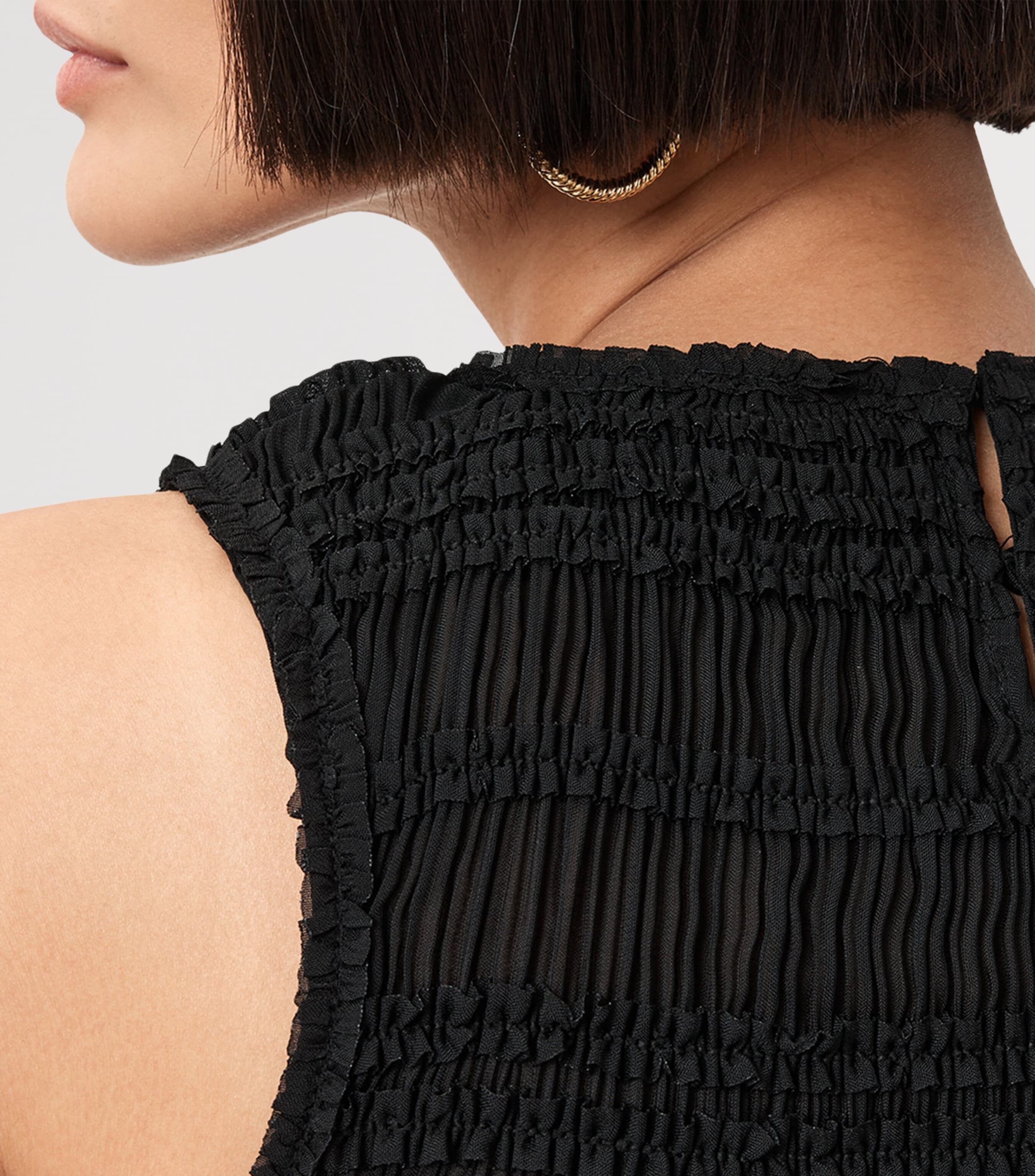 Shirred Marion Sleeveless Top BLACK Image 9