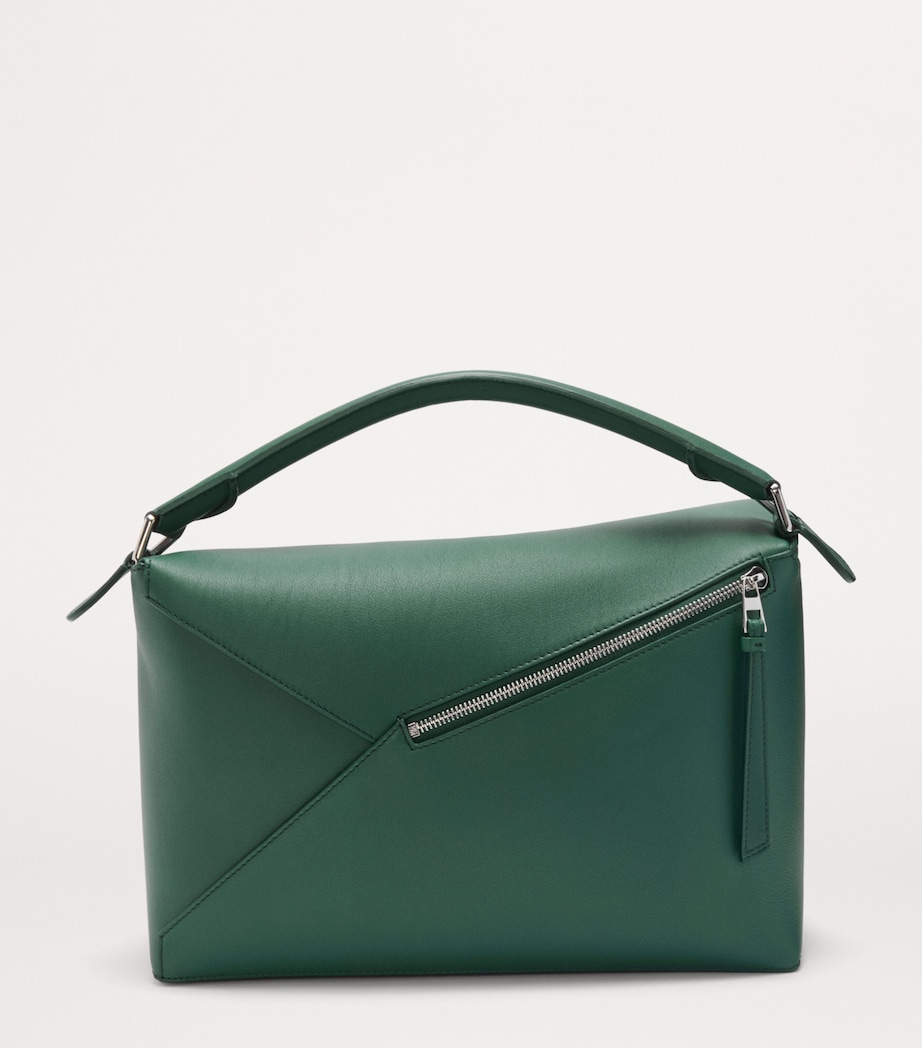 Large Leather Puzzle Edge Top-Handle Bag EVERGREEN Image 3