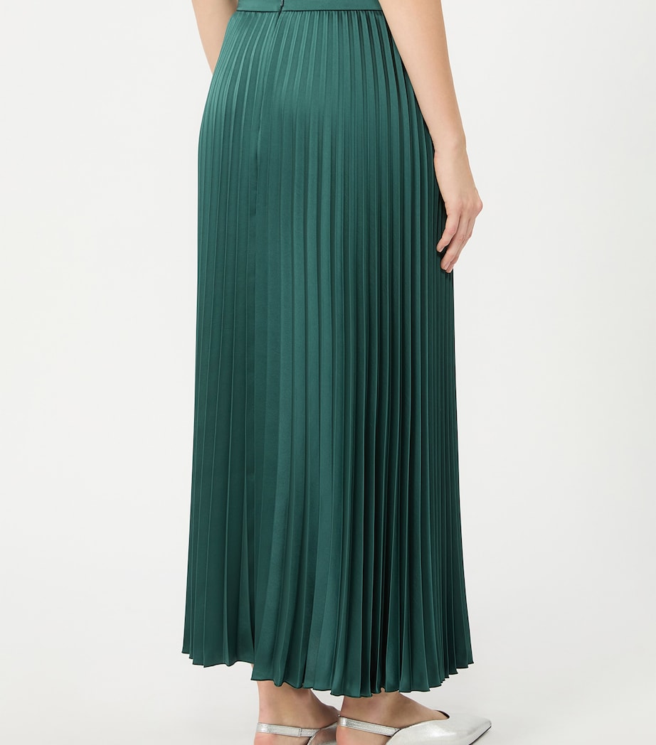 Weekend Max Mara Womens Satin Pleated Maxi Skirt Dark Green Image 4