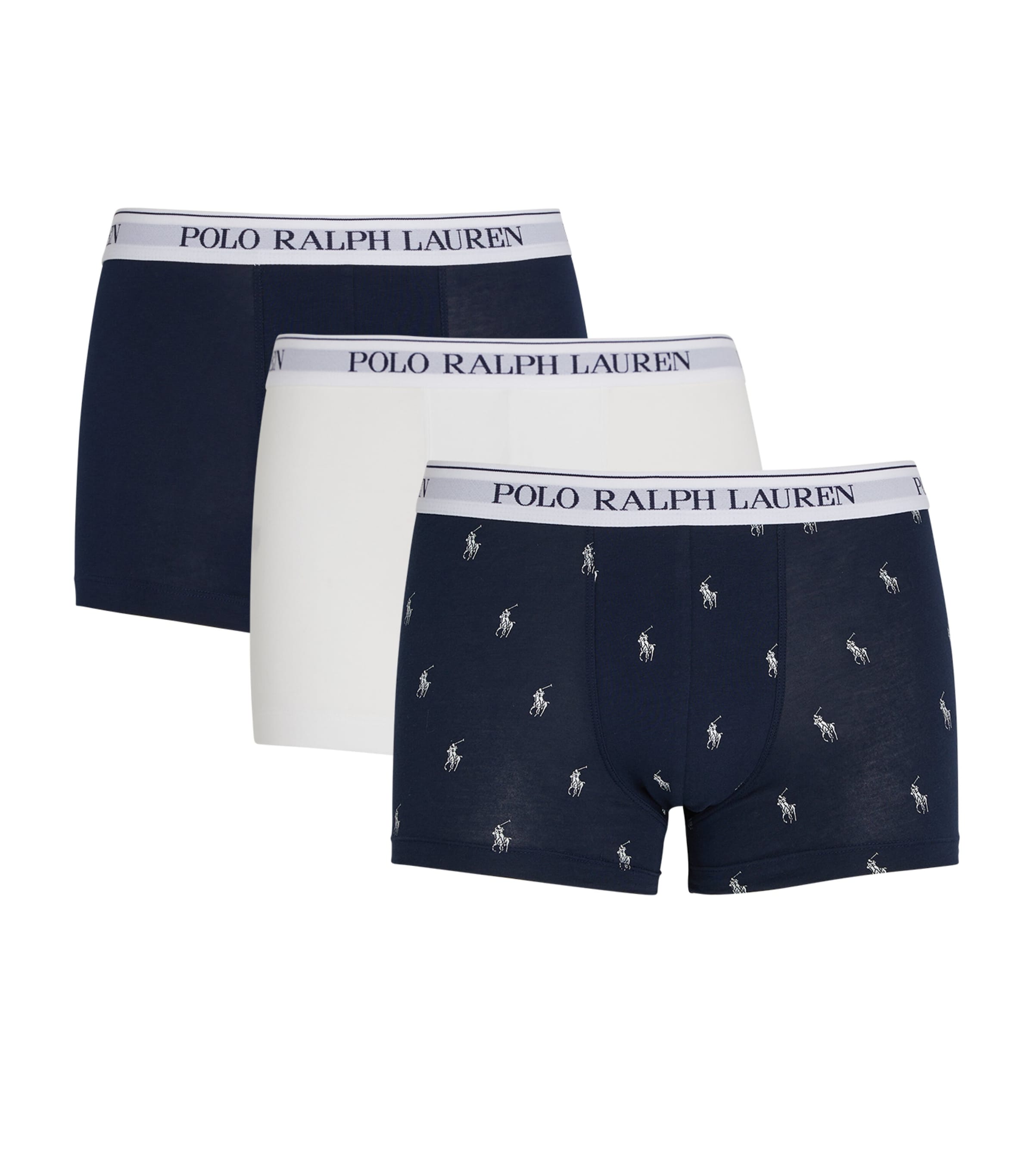 Stretch-Cotton Classic Trunks (Pack of 3) NAVY/WHT/NAVY AOPP Image 1