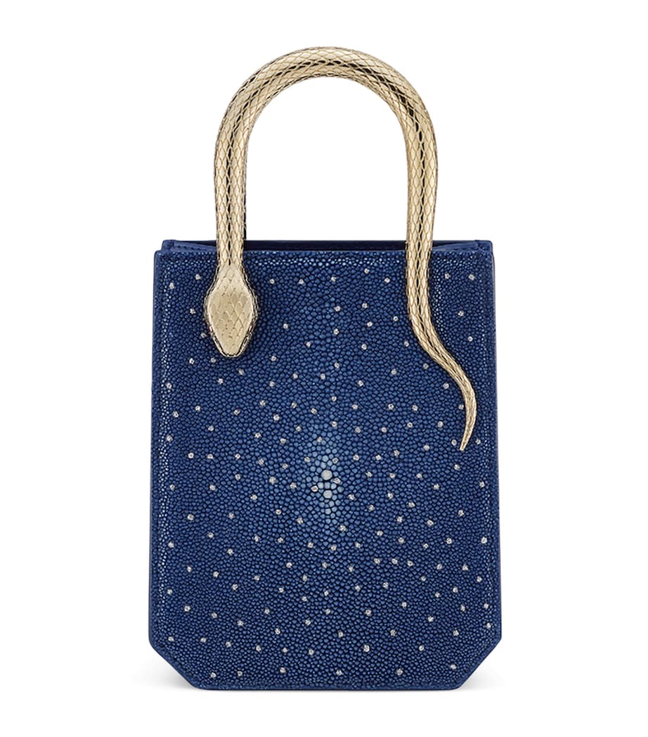Mini Galuchat Leather Serpentine Tote Bag BLUE Image 1