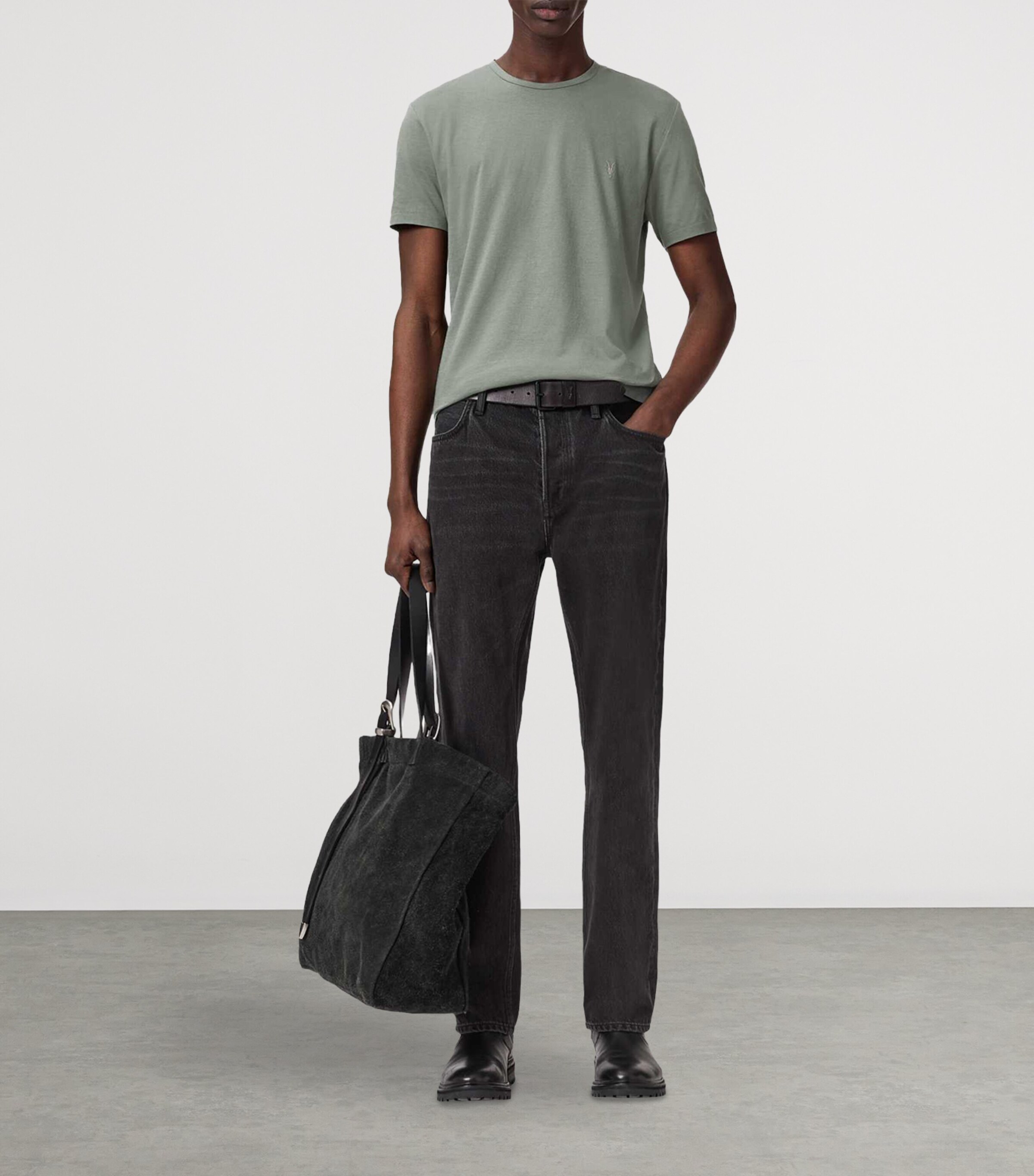 AllSaints Mens Organic Cotton Tonic T-Shirt Spring Green Image 7