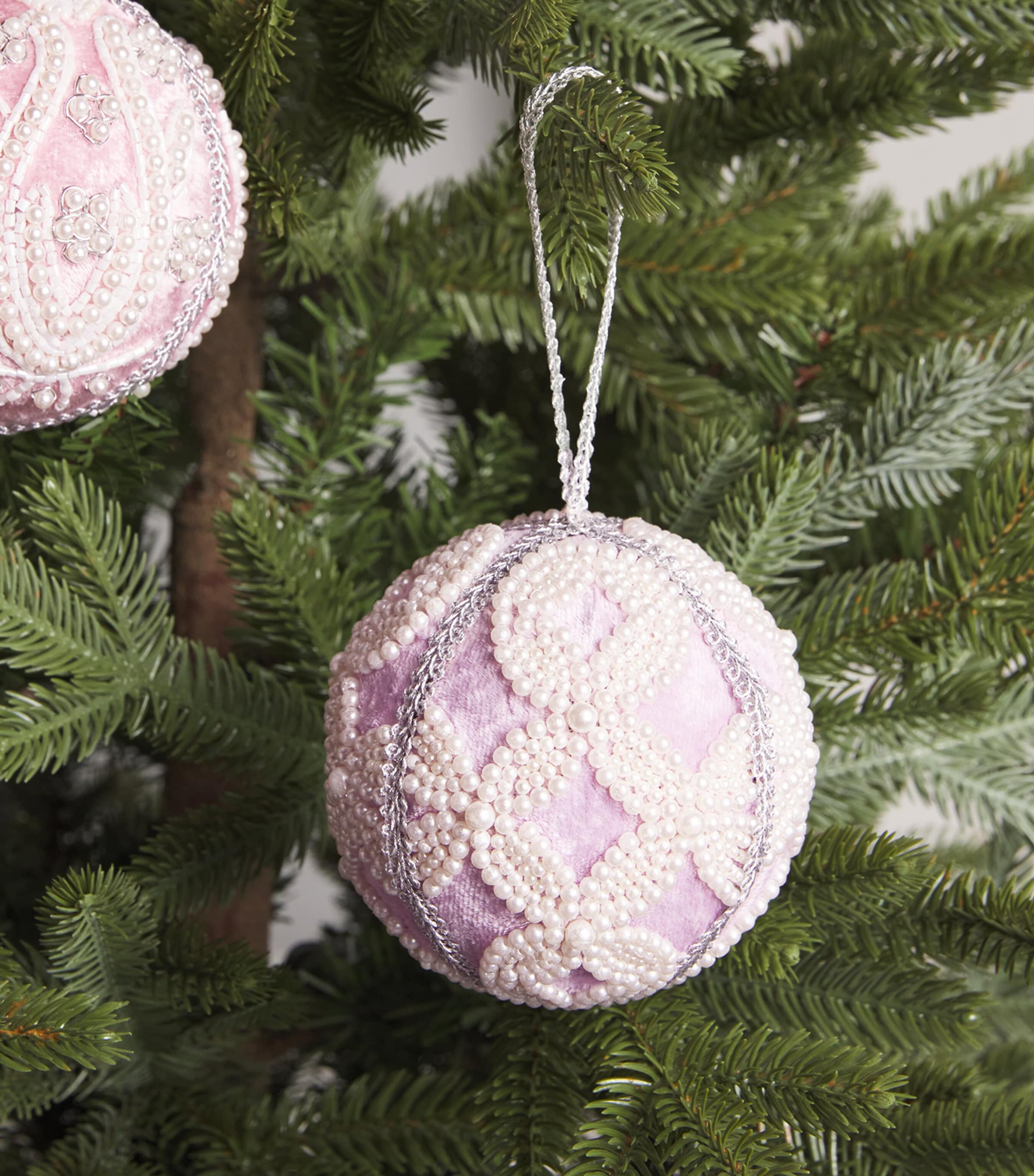 Harrods Velvet Embellished Bauble Purple/white Image 2