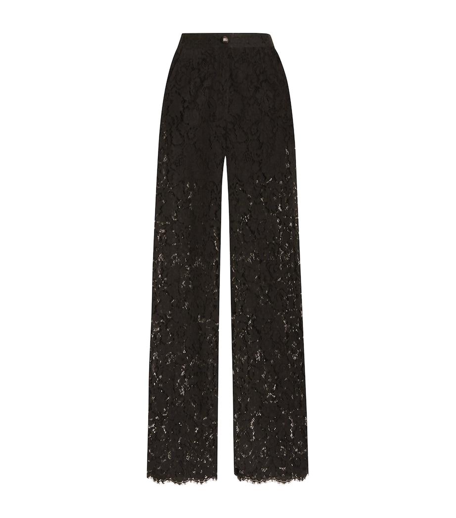 Dolce&Gabbana Womens Lace Wide-Leg Trousers Blac Image 1