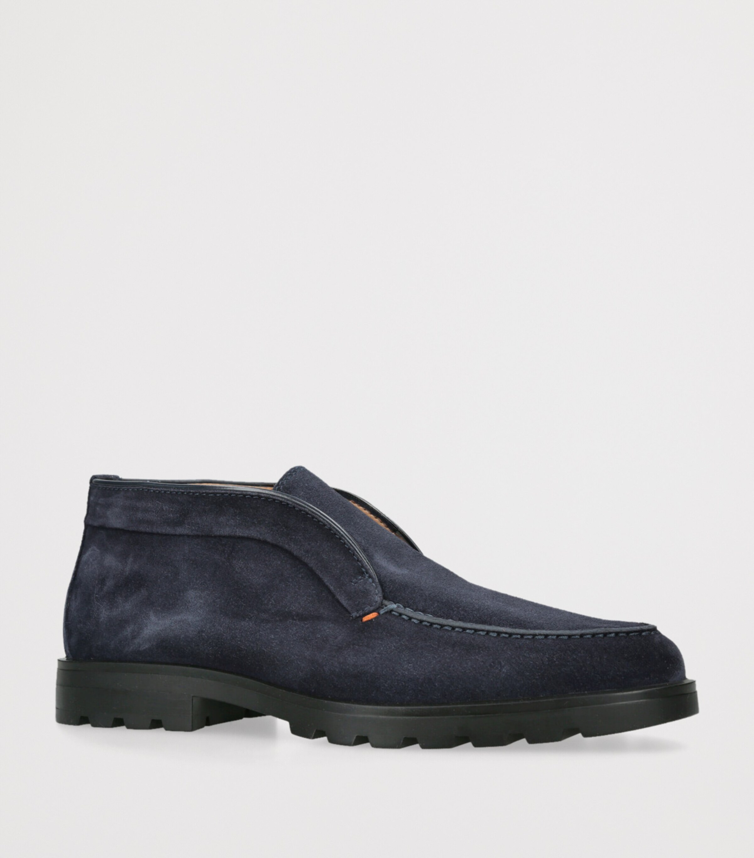 Santoni Suede Detroit Roccia Shear Loafers Navy Image 3