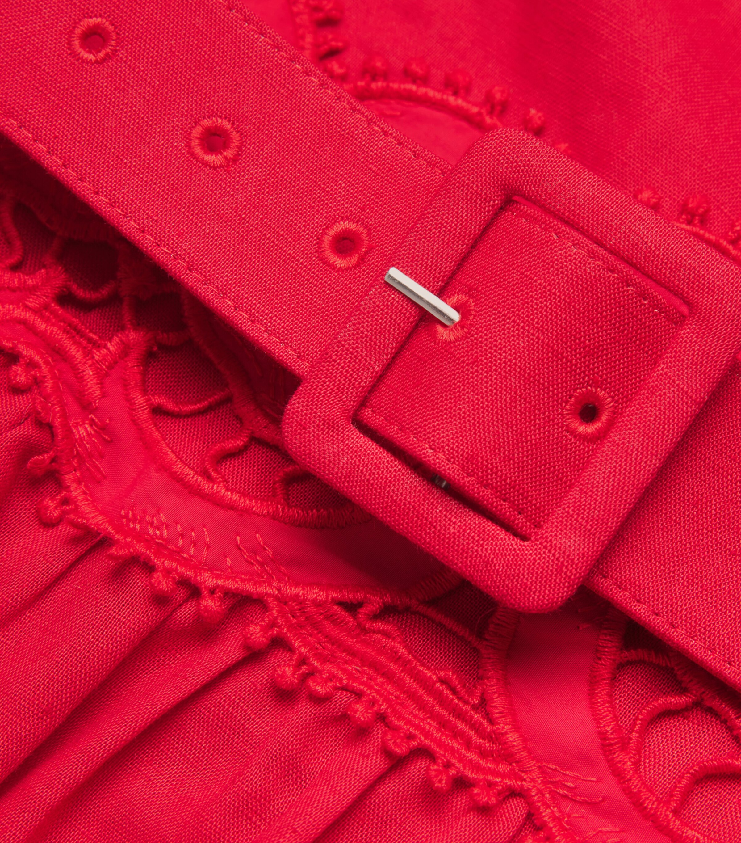 Self-Portrait Red Lace-Insert Belted Mini Dress | Harrods US