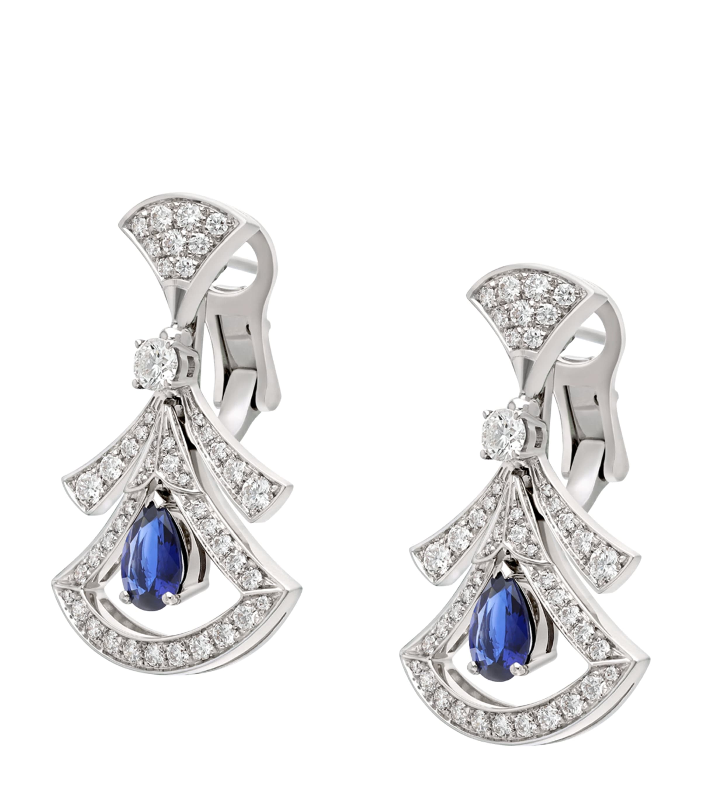 White Gold, Diamond and Sapphire Divas’ Dream Openwork Earrings WHITE GOLD Image 2
