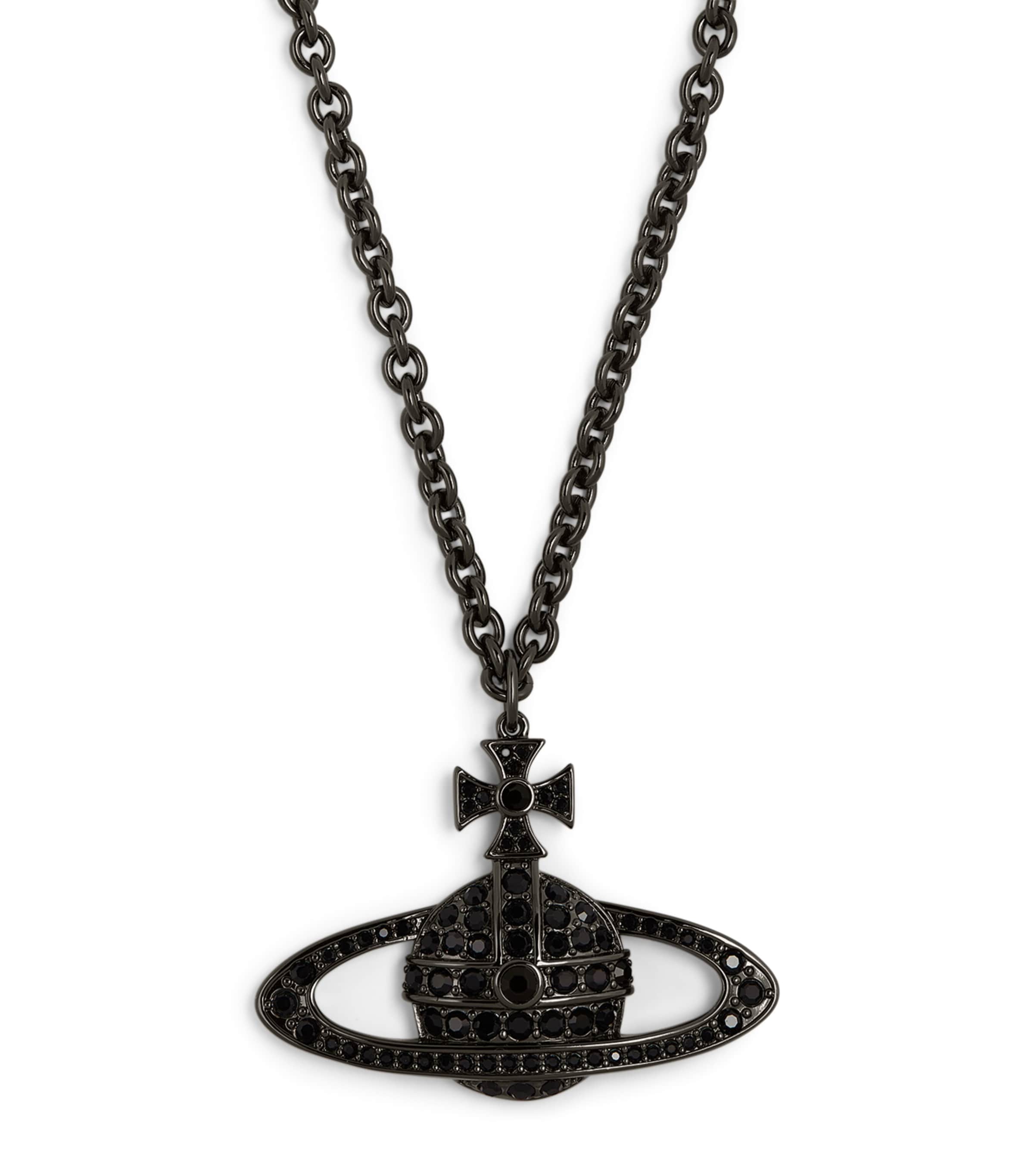 Vivienne Westwood Embellished Bas Relief Necklace In Silver