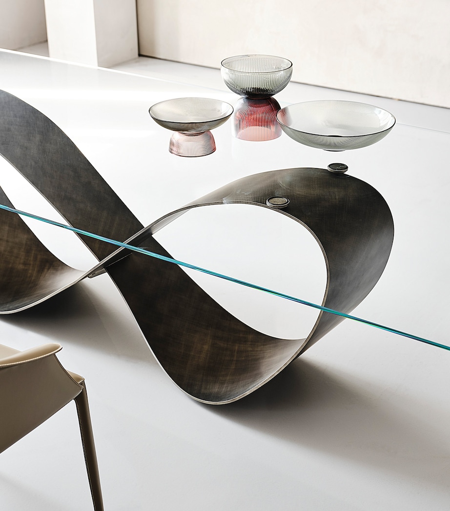 Steel and Glass Butterfly Dining Table BRUSHED GREY Image 5