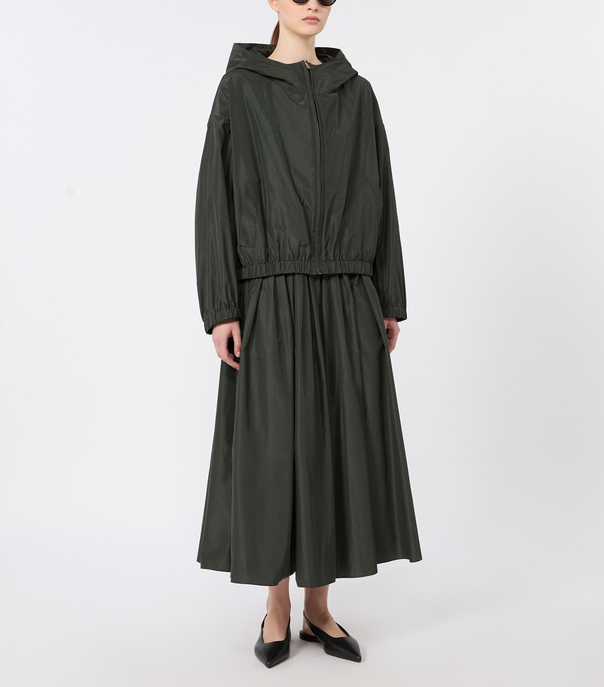 Max Mara Womens Water-Repellent Taffeta Jacket Dark Green Image 2