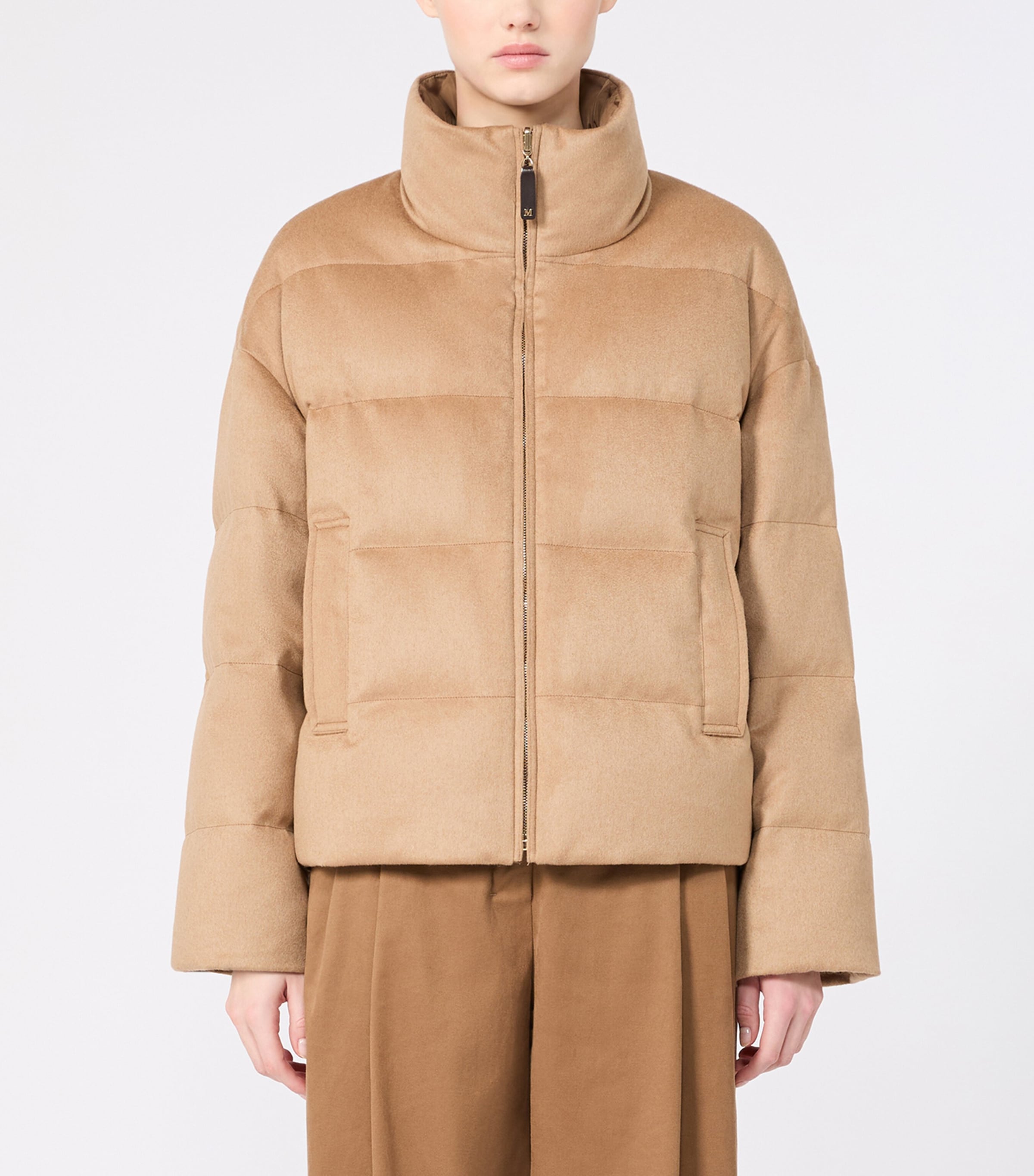 Max Mara Camel Wool Down-filled Jacket In Beige
