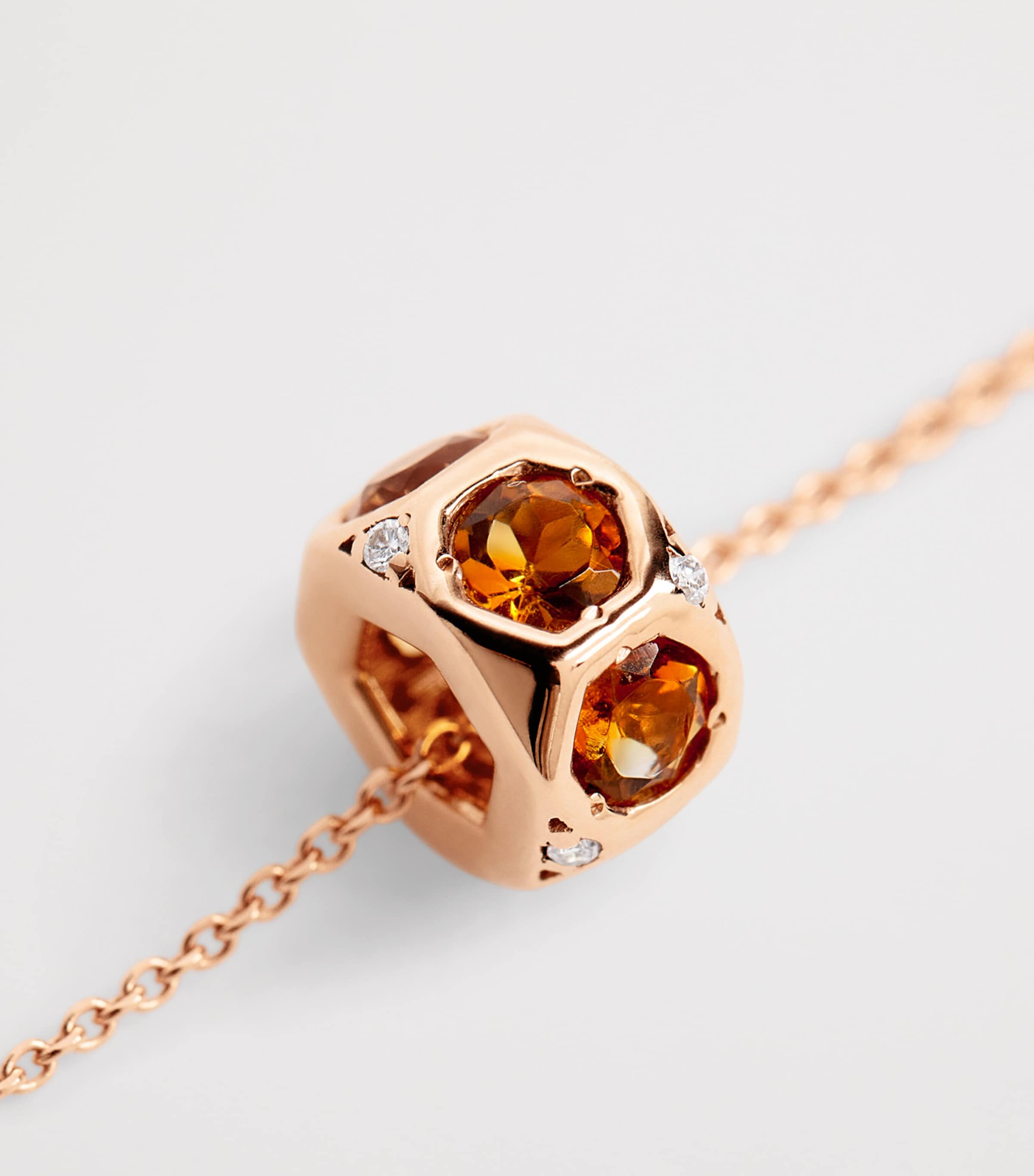 Rose Gold, Diamond and Citrine Honeycomb Necklace ROSE GOLD Image 4