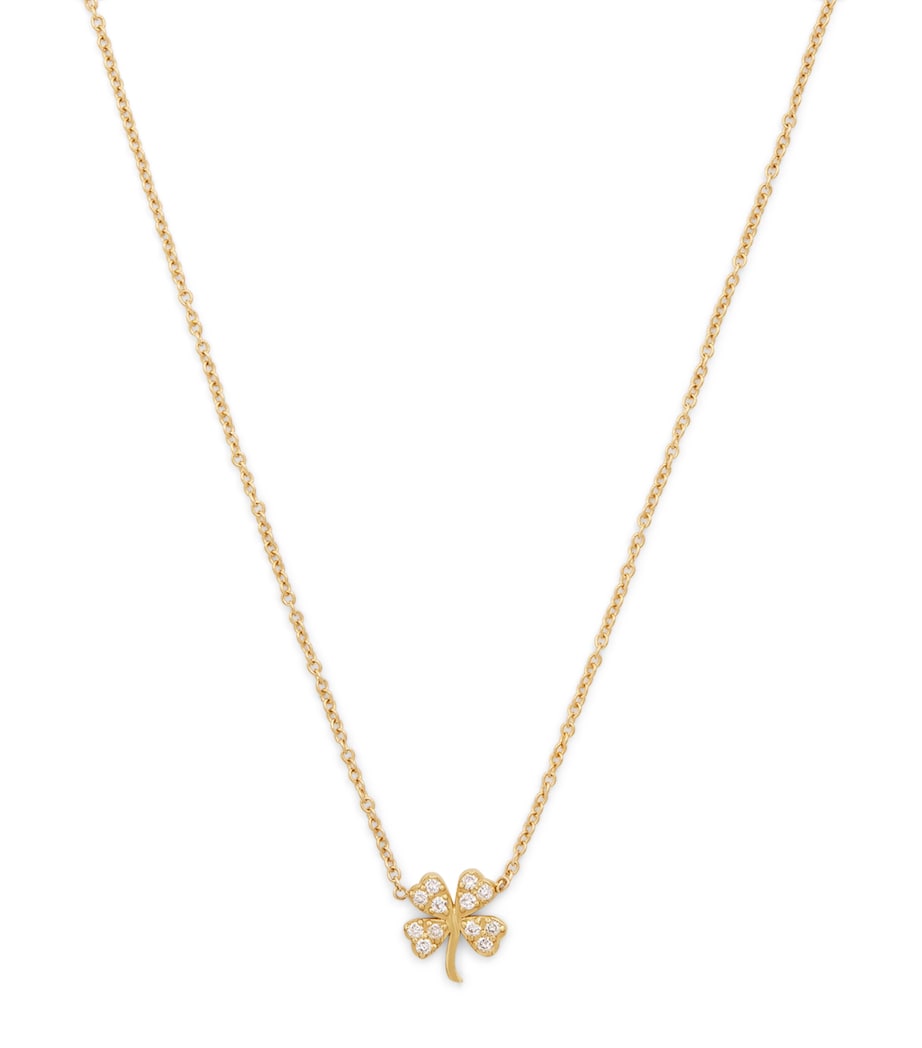 Jennifer Meyer Mini Yellow Gold and Diamond Edith Clover Necklace Yellow Gold Image 1