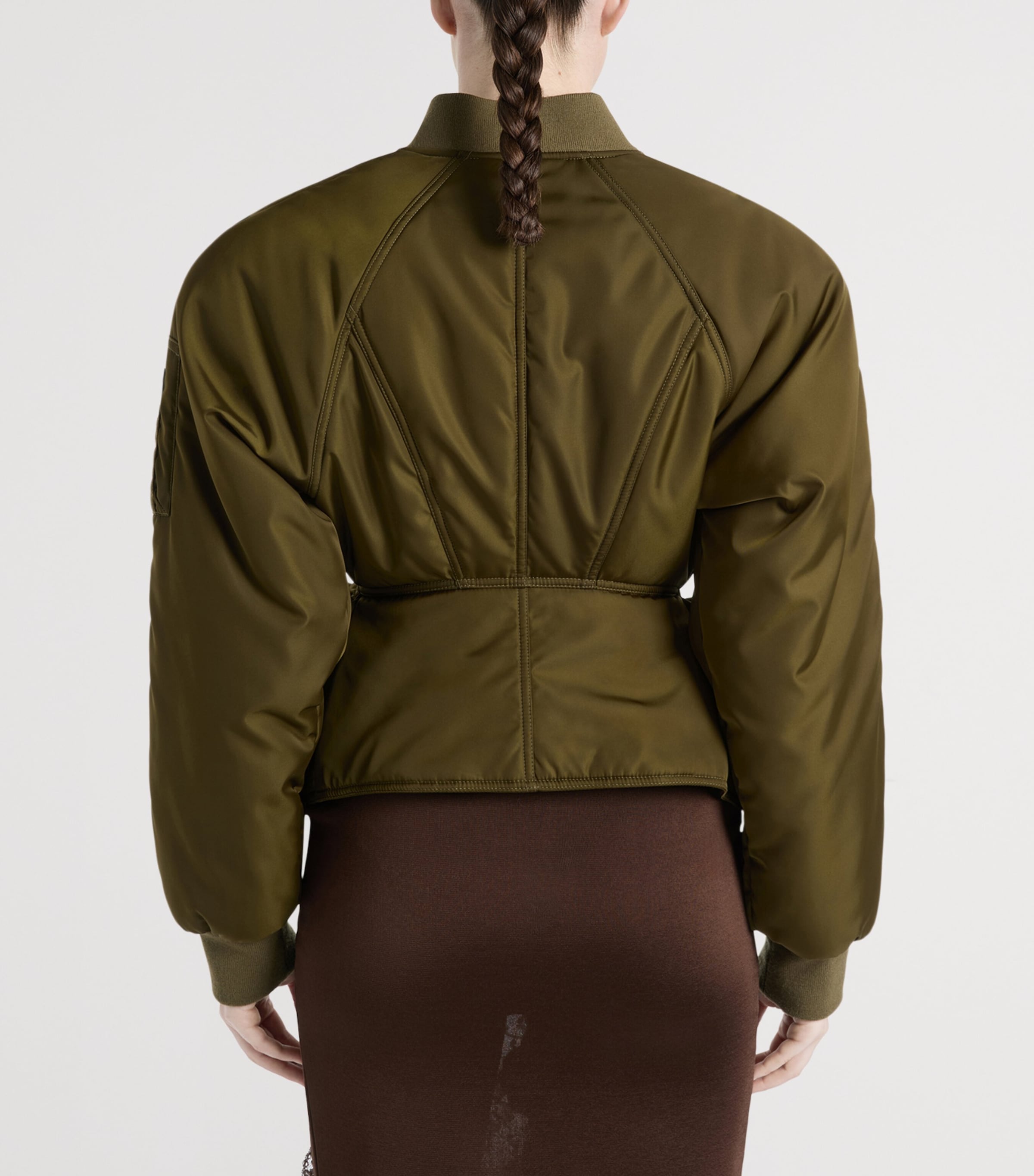 Balmain Womens Signature Bomber Jacket Khaki Olive Image 5
